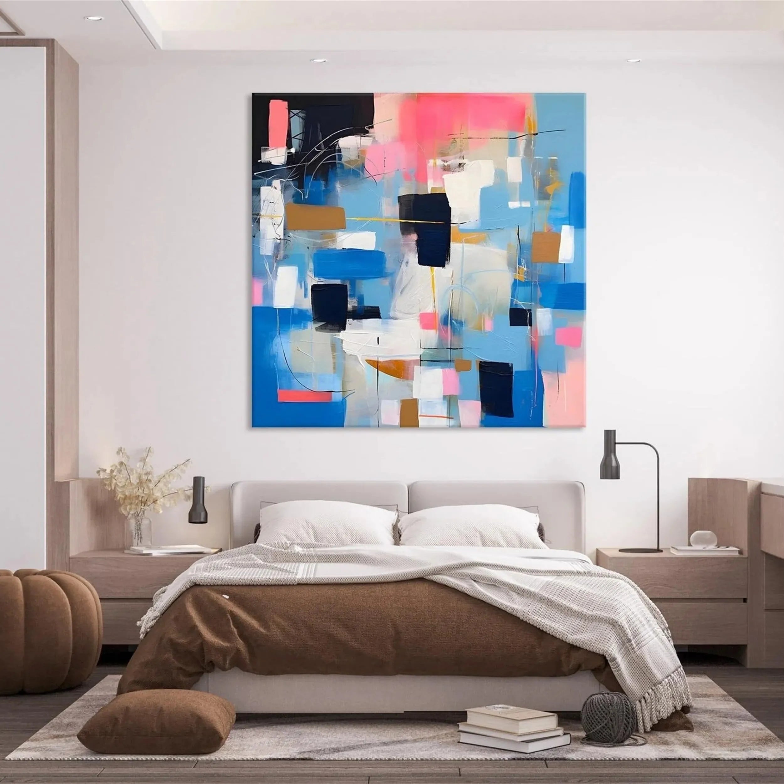 Blue & Green Abstract Wall Art Painting #BG073 - Modern Canvas Print for Living Room, Bedroom & Office Decor