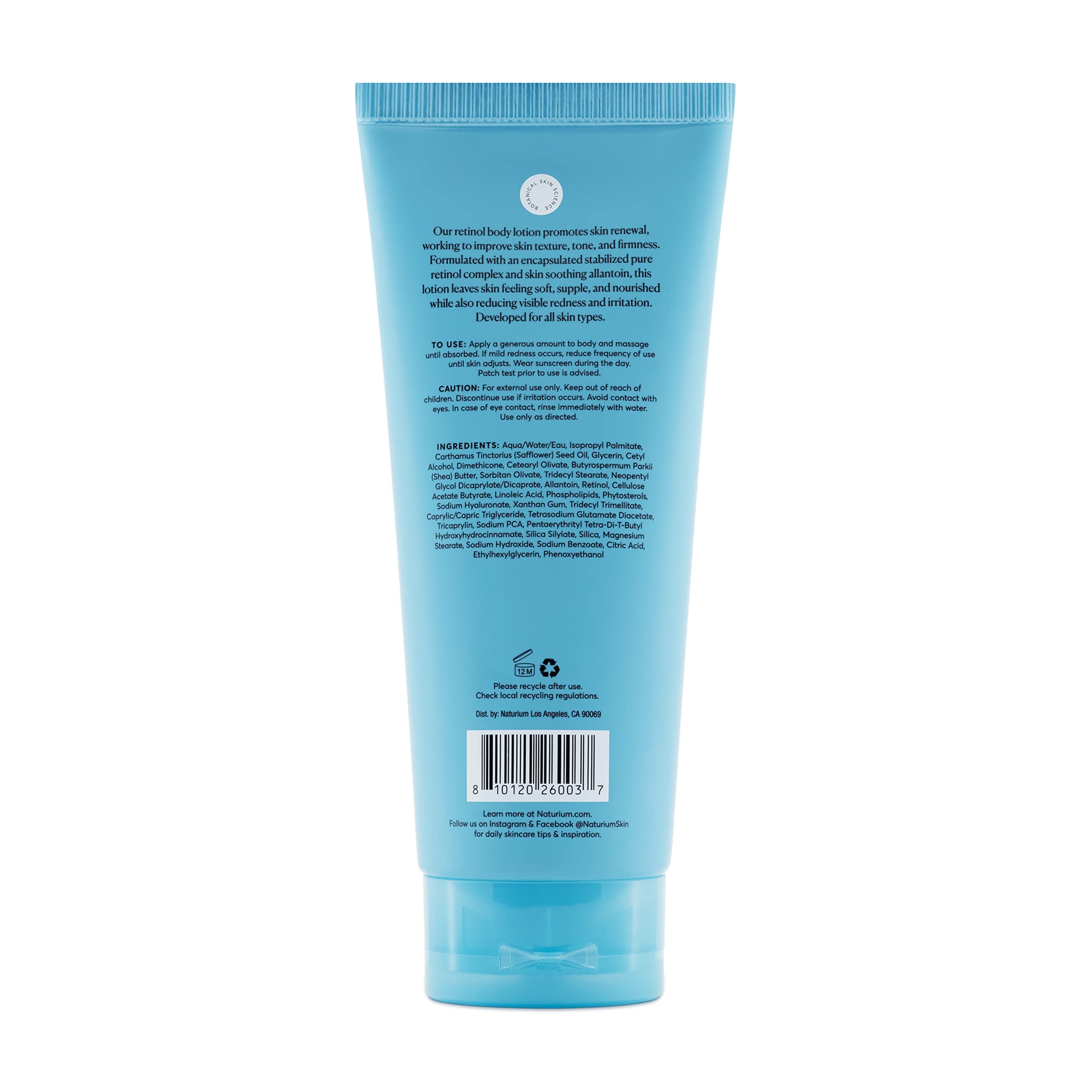 Naturium Retinol Body Lotion for Skin Renewal - Anti-Aging Firming Moisturizer with Encapsulated Retinol & Shea Butter - 8 oz - Perfect for Nighttime Skin Care & Dry Skin Relief