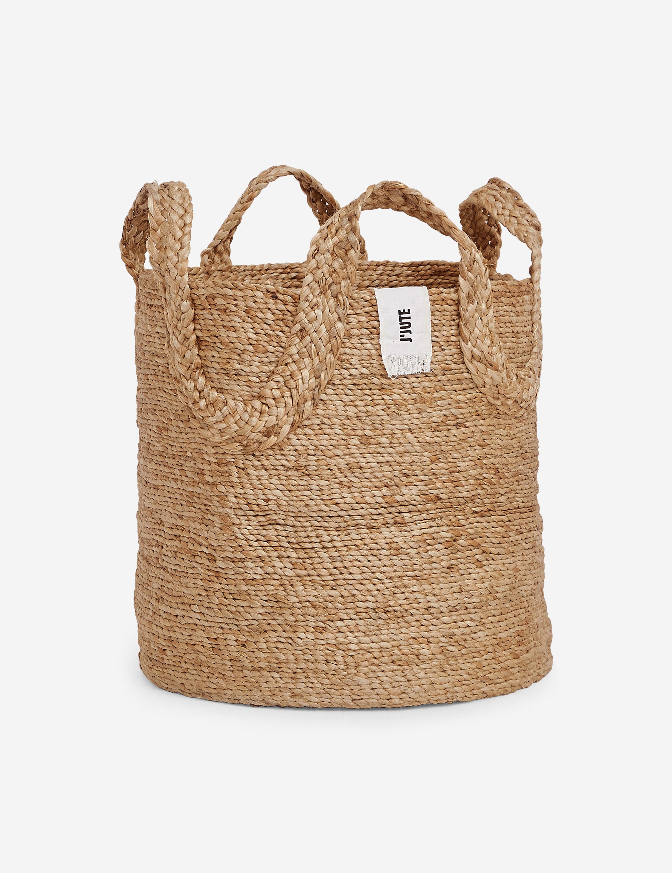 J'Jute Tall Woven Basket - Eco-Friendly Storage Basket for Home Organization, Laundry, Toys & Decor - Perfect for Living Room, Bedroom, or Nursery