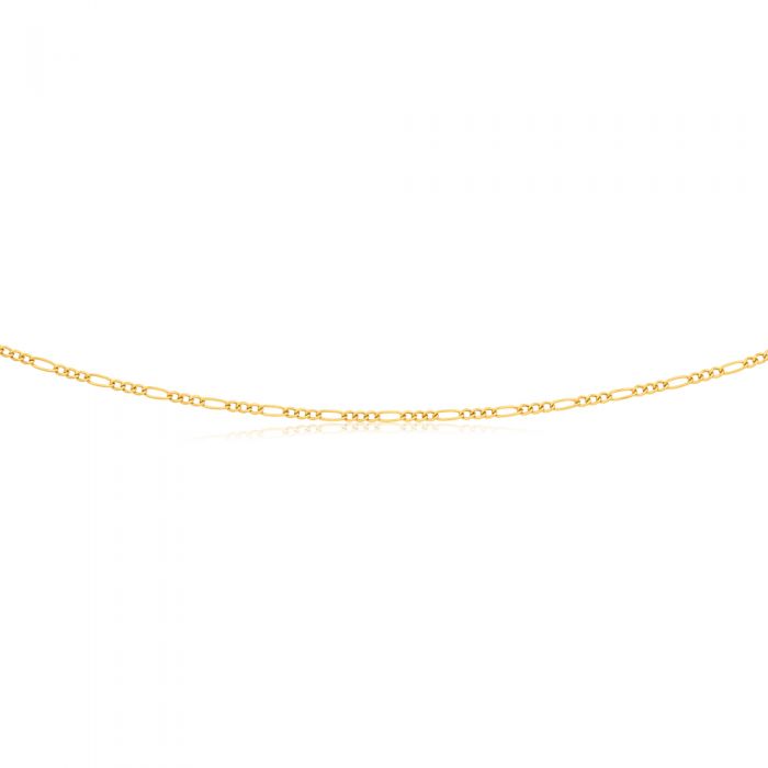 9ct Yellow Gold 3:1 Figaro Chain Necklace - 50cm Length, 50 Gauge - Elegant Jewelry for Women, Perfect for Everyday Wear, Gifts & Special Occasions