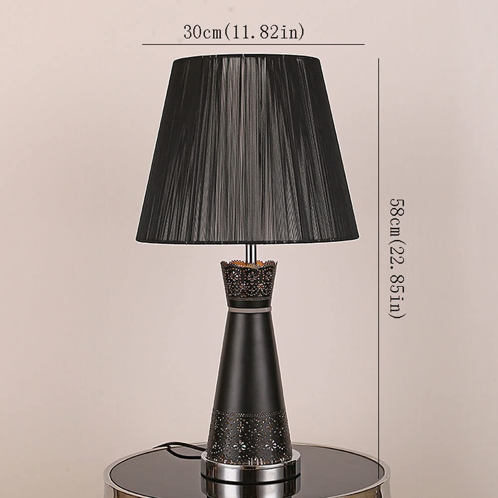 Modern Metal Nightstand Lamp with Fabric Shade - E27 1-Light Table Lamp for Kids Room, Bedside, Desk, or Vanity - 22.85 Inch Height Home Decor Lighting Fixture - Perfect for Bedrooms, Living Rooms, and Cozy Reading Nooks