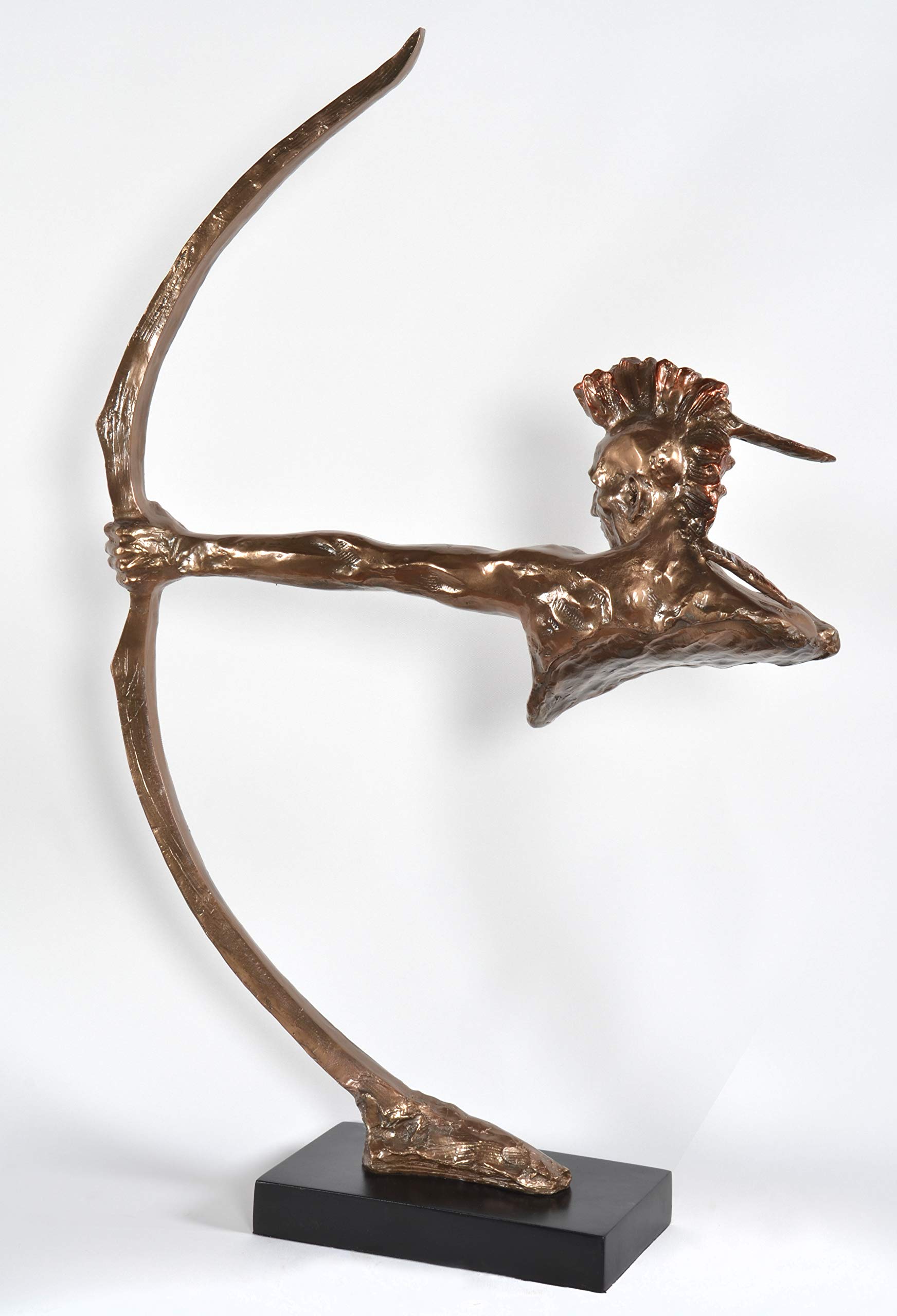 Bronze Indian Shooter Statue Sculpture - Handcrafted Table Decor for Home Office | Perfect for Bookshelf, Mantel & Gift Giving