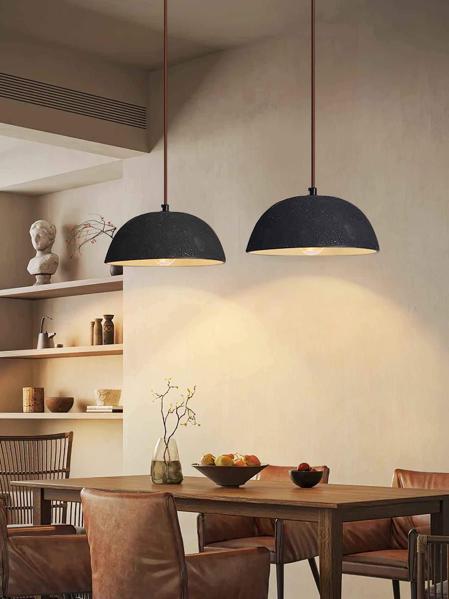 Black Arch Ceramic Pendant Lamp - Modern Handmade Hanging Light Fixture for Living Room, Bedroom, or Dining Area Decoration
