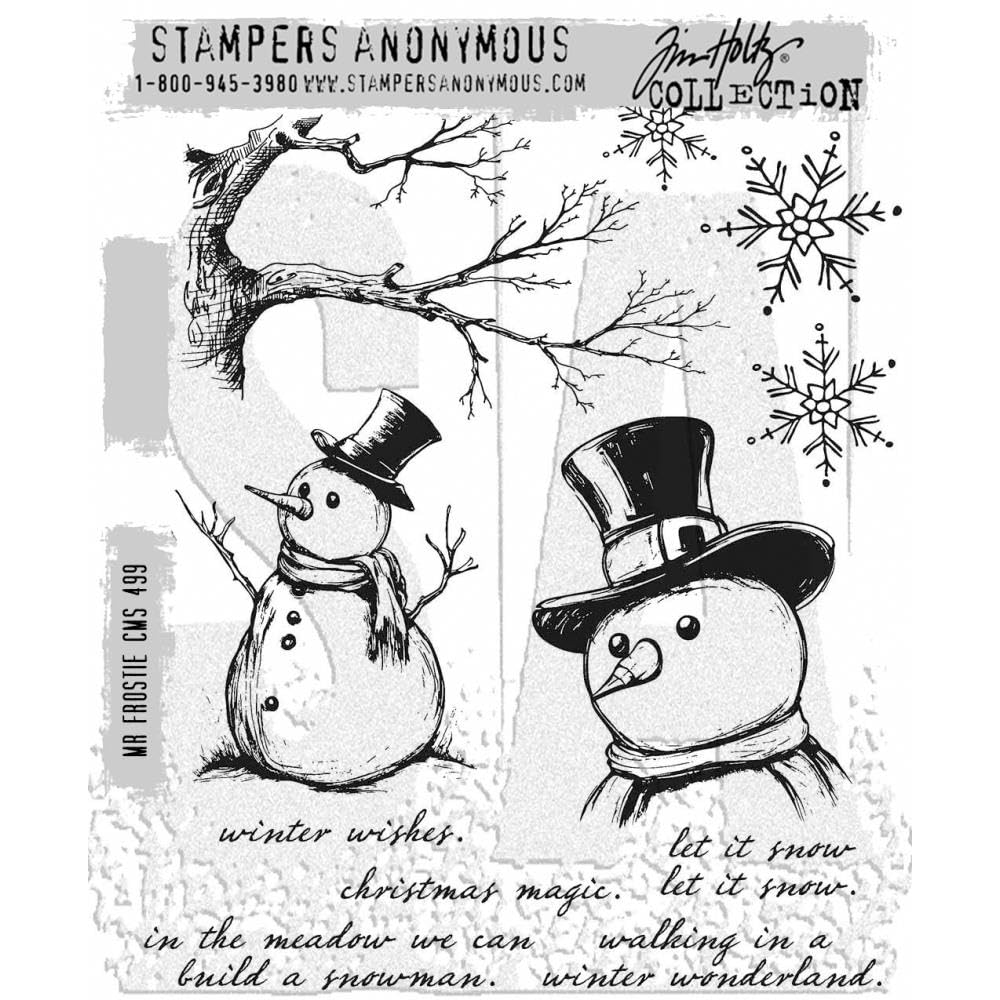 Tim Holtz Cling Stamps Mr. Frostie - CMS499 | Holiday & Winter Craft Rubber Stamps for Scrapbooking, Card Making & DIY Projects