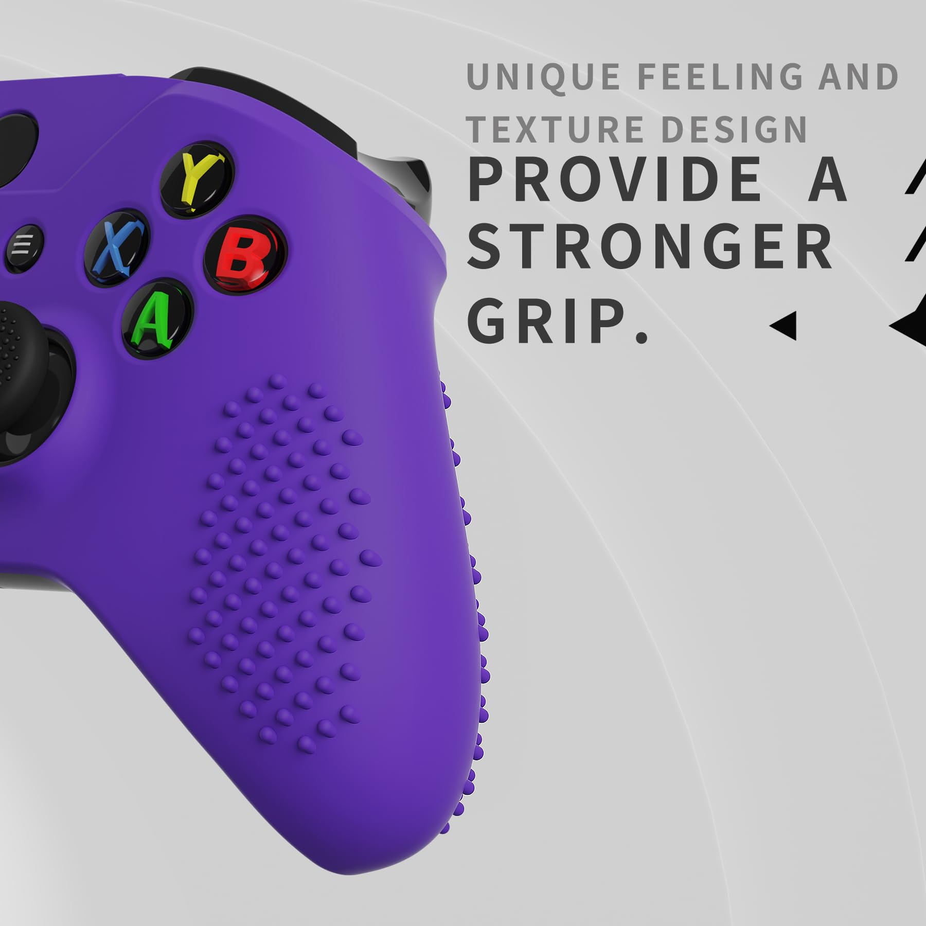 eXtremeRate PlayVital Soft Anti-Slip Purple Silicone Cover & Black Thumb Grips for Xbox One X/S Controller - Protective Skin Case (Controller Not Included) - Perfect for Gaming, Travel Protection and Enhanced Grip During Long Play Sessions