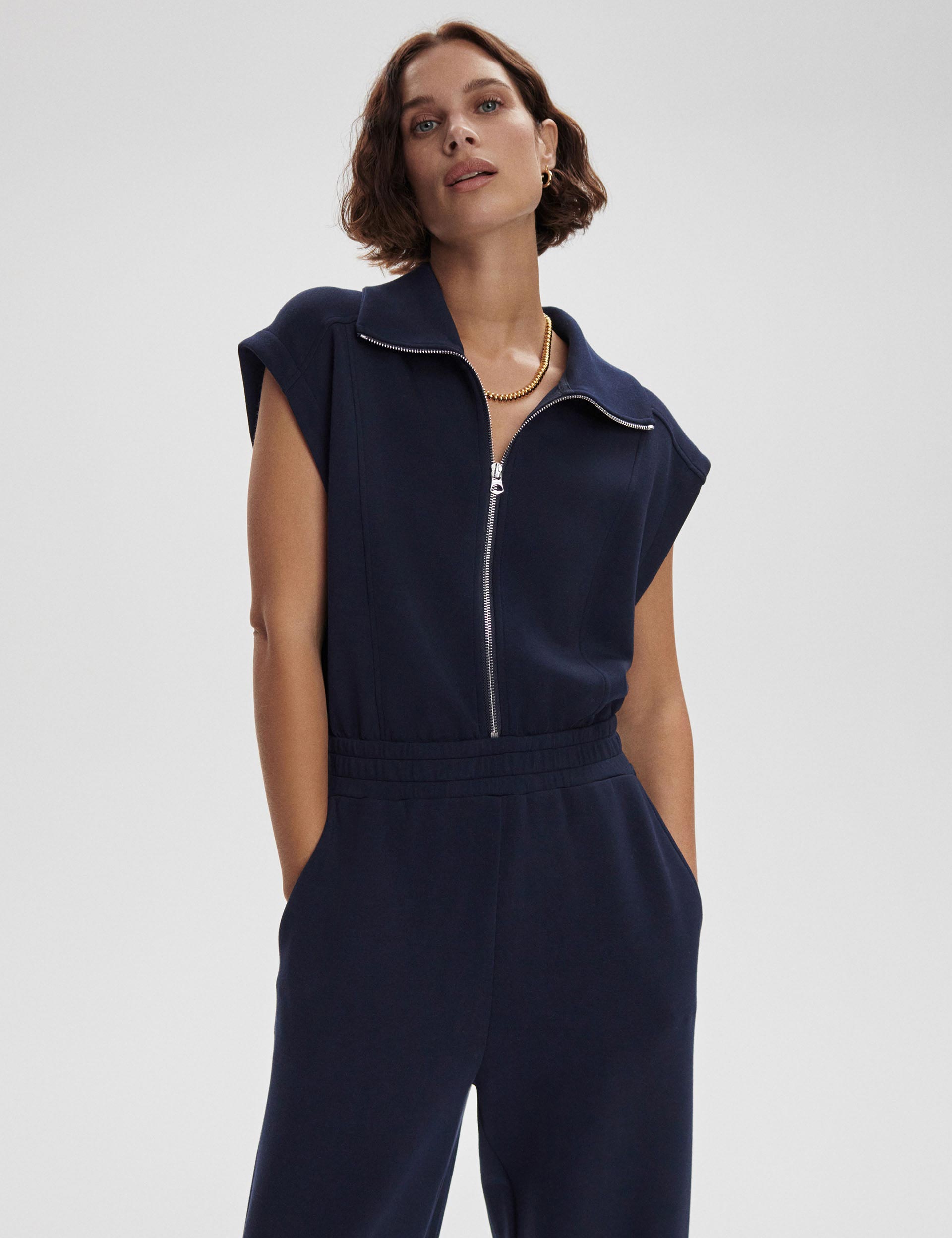 Monica Women's Navy Blue Jumpsuit - Stylish One Piece Romper for Casual Outings, Parties & Summer Wear