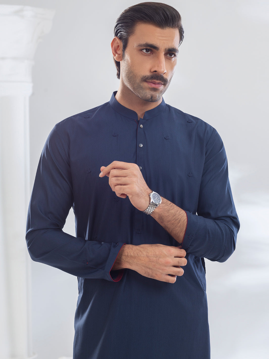 Premium Blended Navy Blue Kurta for Men - Stylish Traditional Indian Tunic for Festivals, Weddings & Casual Wear