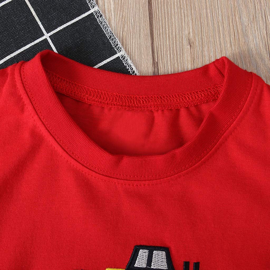 Cartoon Short Sleeve T-Shirt & Shorts Set for Boys 1-2 Years - Cute Printed Kids Winter Clothes (Red) - Perfect for Playtime, School & Family Outings