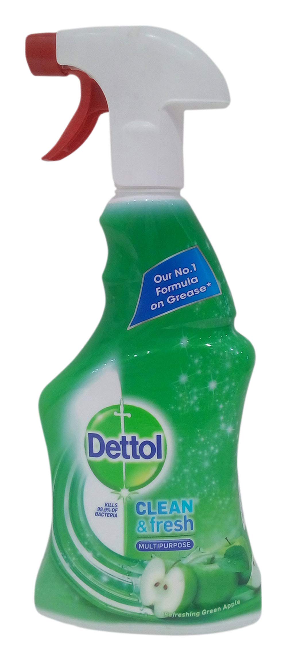 Dettol Clean & Fresh Multi-Purpose Cleaner - Green Apple Scent, 500ml Bottle | Disinfectant & Deodorizer for Kitchen, Bathroom & Home Cleaning | Kills 99.9% Germs