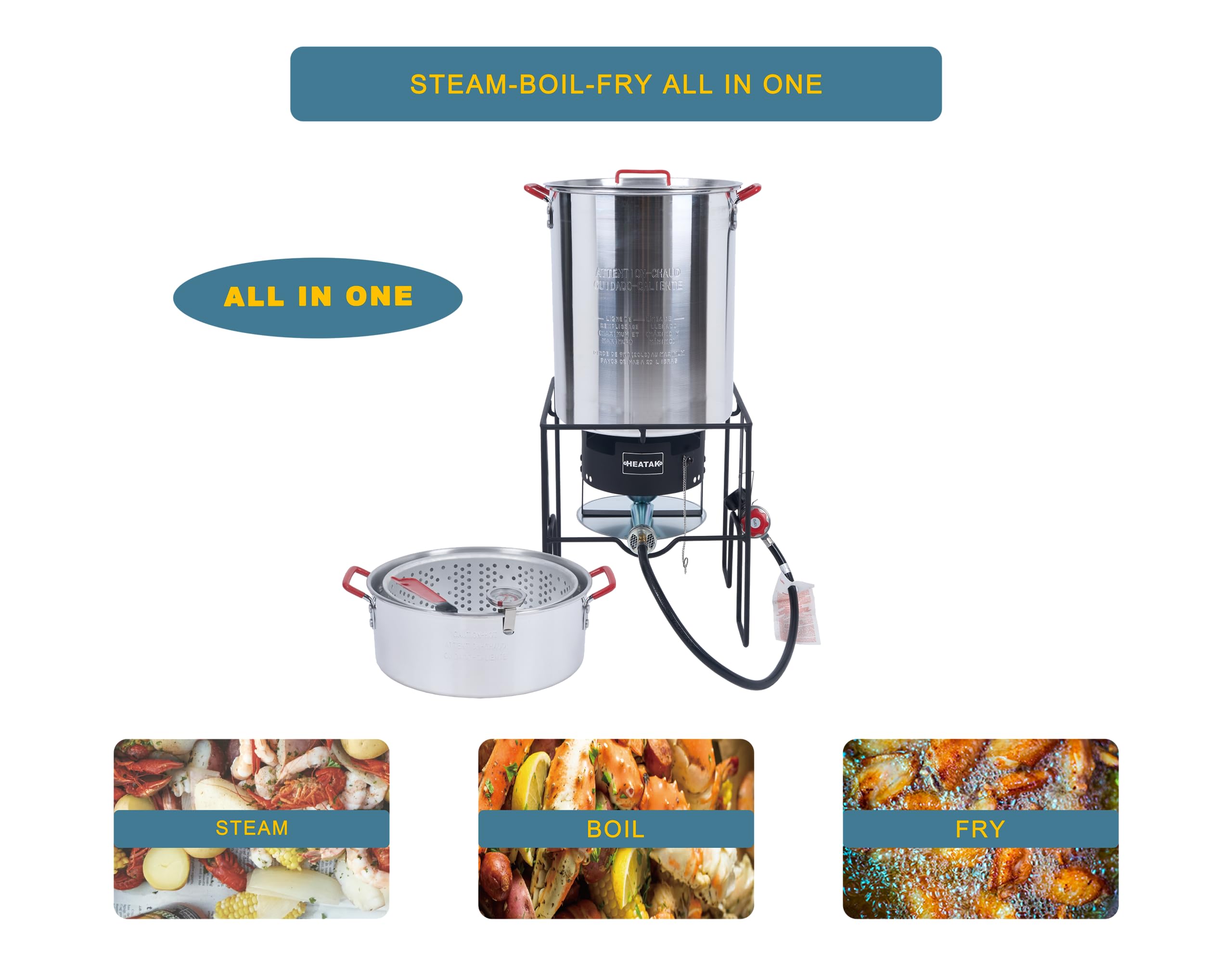 30 Qt Turkey Fryer & 10 Qt Fish Fryer Combo Kit with CSA Approved 50,000 BTU Burner & 10 PSI Regulator - Perfect for Outdoor Cooking, Thanksgiving Turkey Frying, and Seafood Parties
