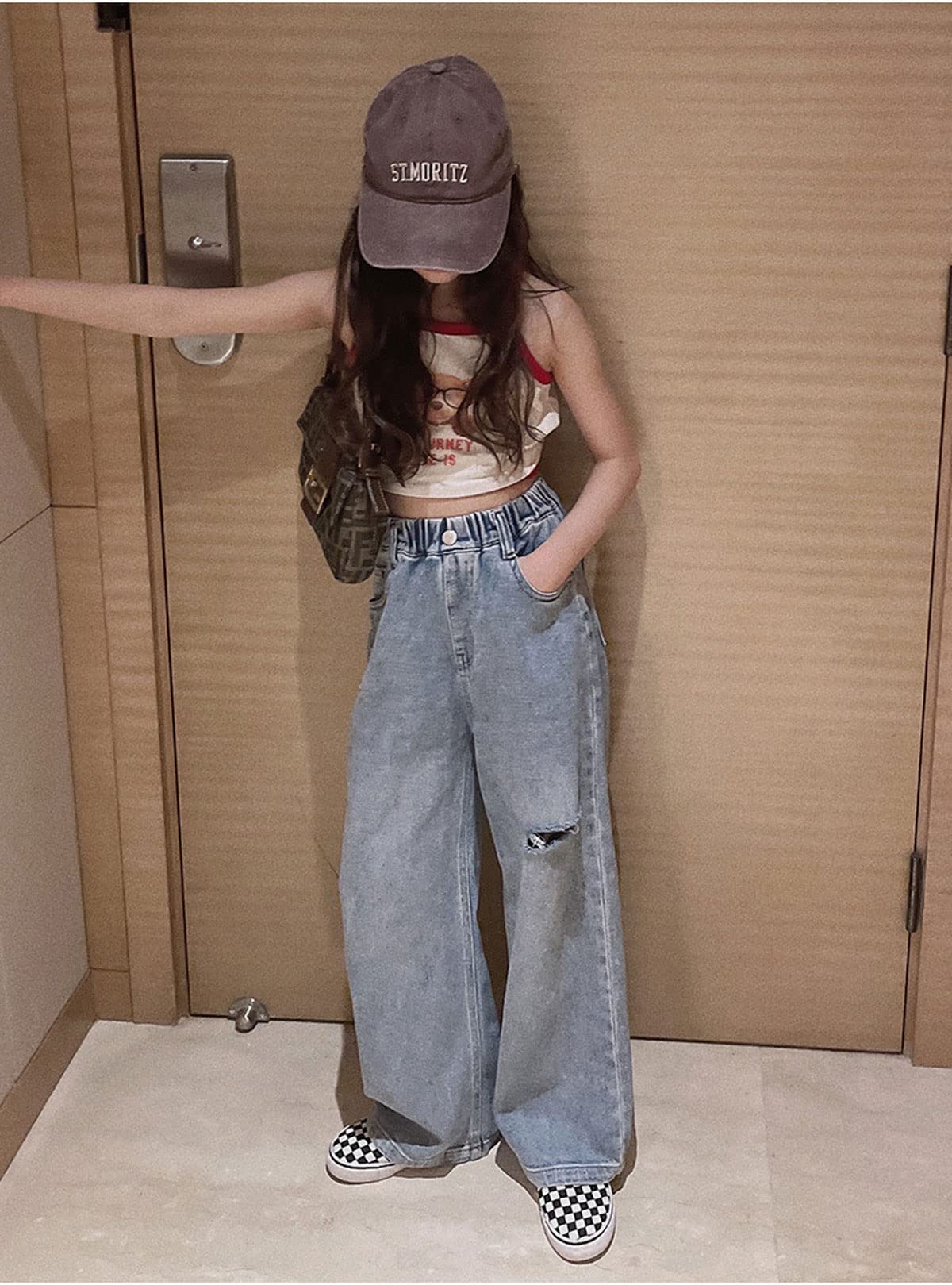 **Girls' Ripped Distressed Baggy Wide Leg Jeans for Kids Size 5-14 Years | Trendy Casual Denim Pants for School, Play & Everyday Wear**