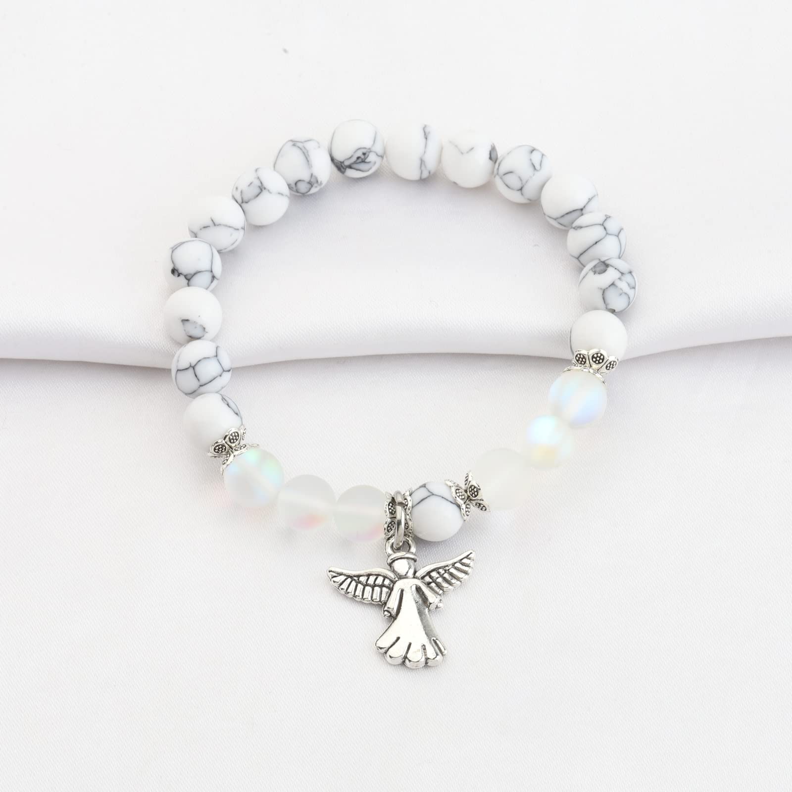 FUSTMW Angel Keychain - Guardian Angel Charm for Faith, Prayer & Blessing Gifts - Perfect for Baptism, Confirmation & Spiritual Protection
