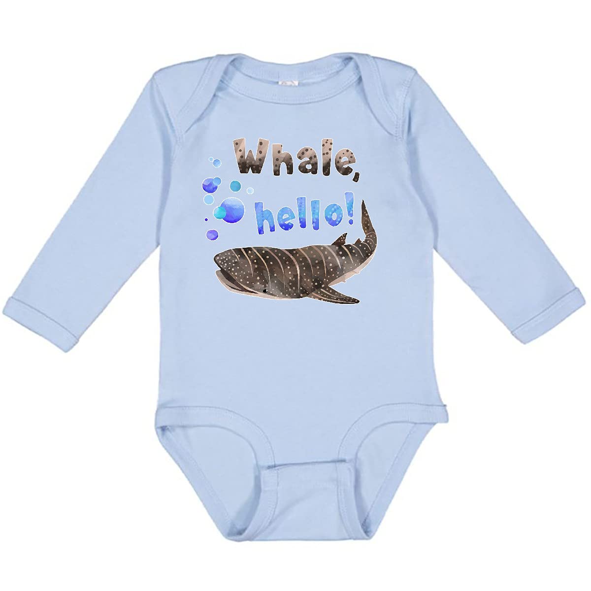 Inktastic Whale Hello Cute Whale Shark with Bubbles Long Sleeve Baby Bodysuit - Adorable Ocean-Themed Outfit for Newborns, Infants & Toddlers - Perfect for Beach Trips, Photo Shoots & Everyday Wear