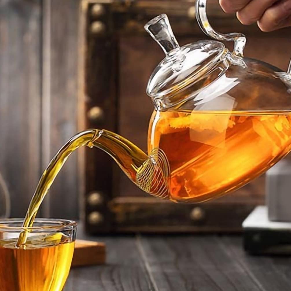 Glass Teapot with Infuser - Heat Resistant Tea Maker Kettle for Home, Hotel & Office - Perfect for Loose Leaf Tea, Herbal Tea & Iced Tea Brewing