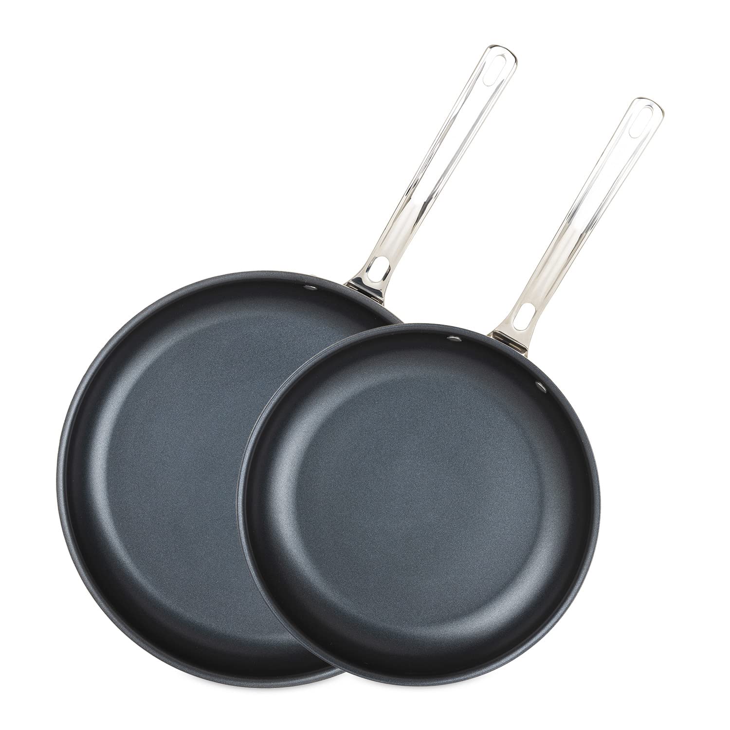 Viking 3-Ply Non Stick Frying Pan Set - 2-Piece Hybrid Plus Stainless Steel Cookware (8 & 10 Inch) - Blue & Silver - Perfect for Sautéing, Frying & Everyday Cooking