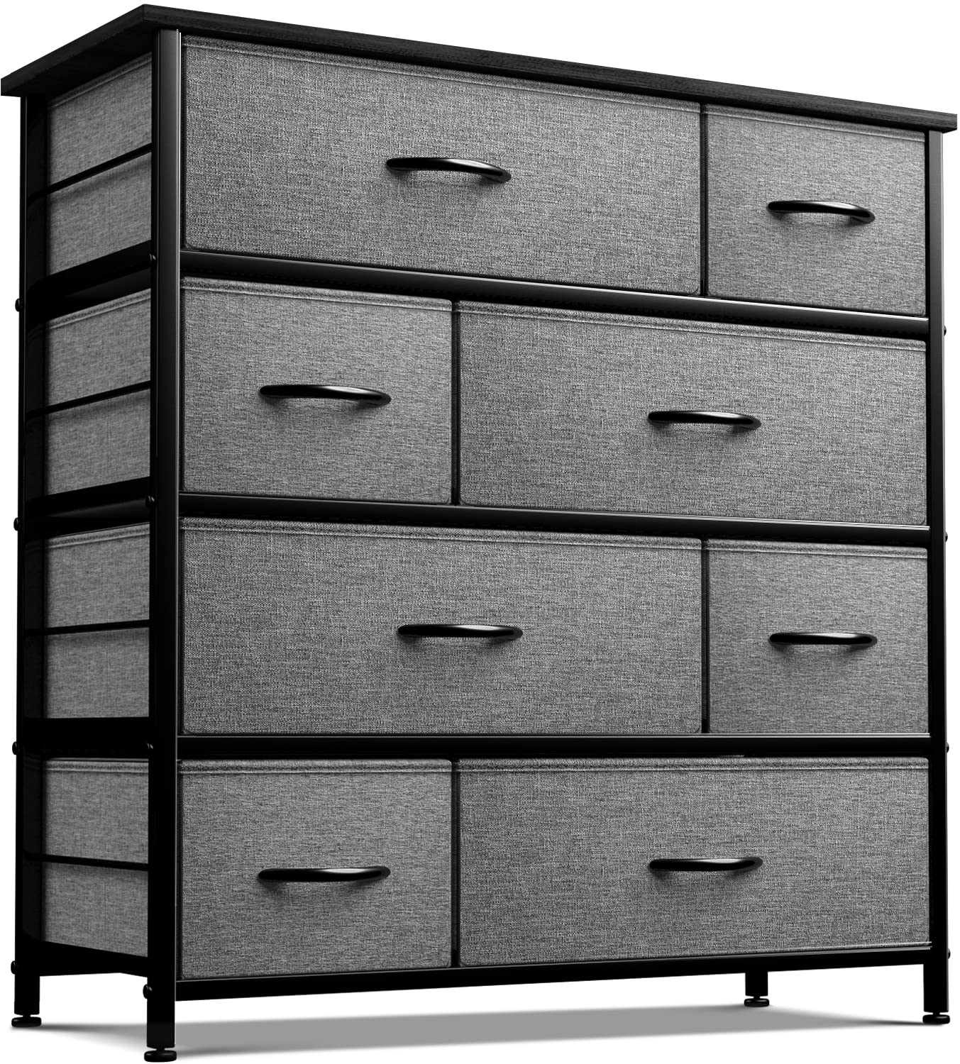 Sorbus 8-Drawer Tall Dresser for Bedroom - Steel Frame & Wood Top Chest Storage Tower with Easy Pull Bins, Dark Grey - Perfect for Closet, Hallway, Nursery, Entryway & Home Organization (Ideal for Small Spaces & Apartment Living)
