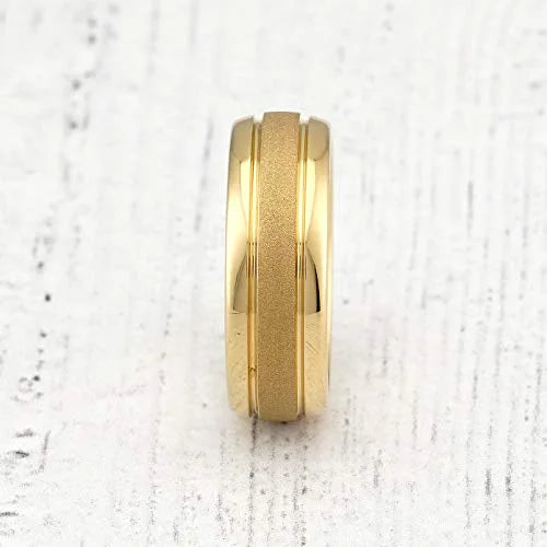 100S Jewelry Tungsten Rings for Men & Women - Gold Wedding Band, Sandblasted Finish, Dome Edge, Sizes 6-16 (Tungsten, 11.5) - Perfect for Weddings, Anniversaries & Everyday Wear