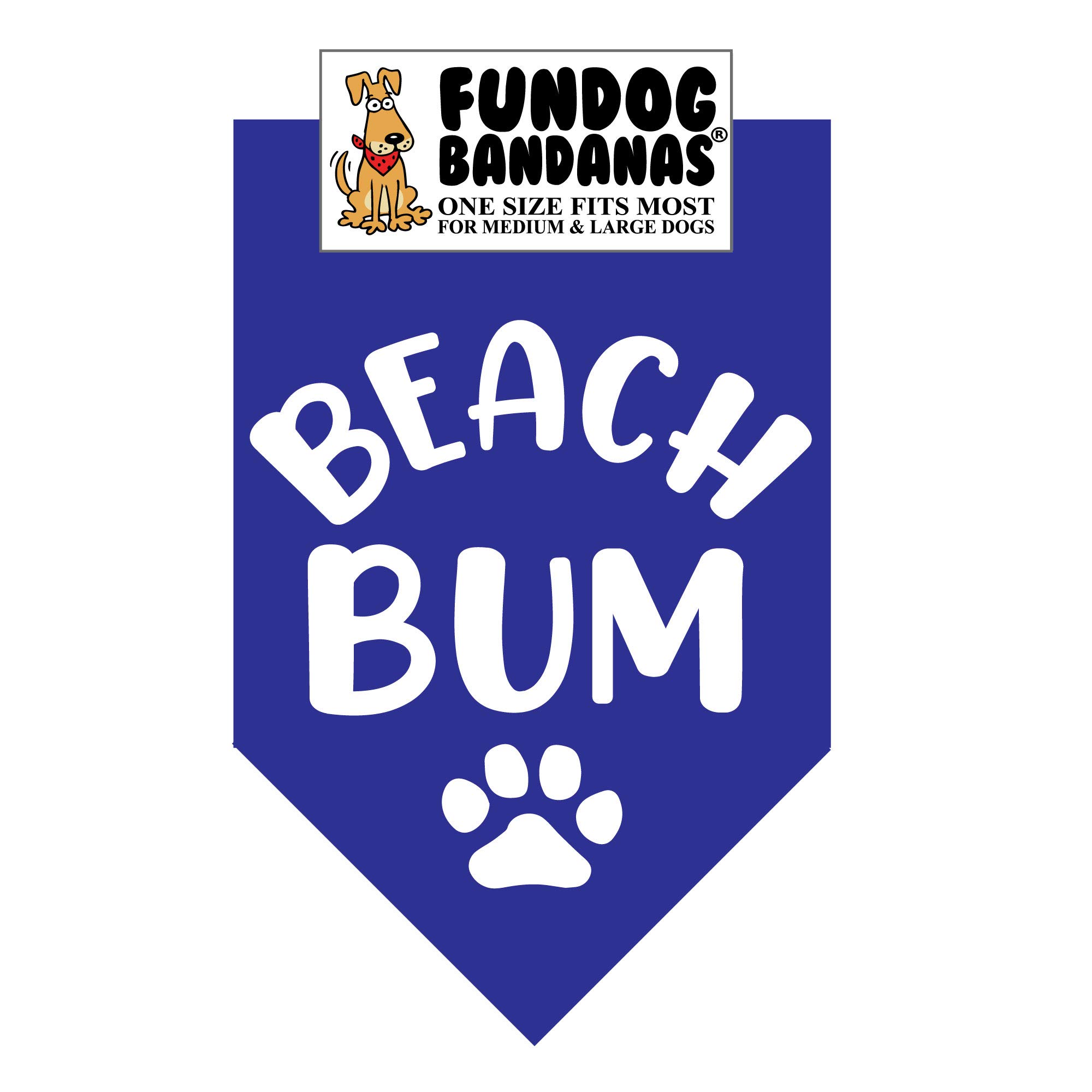 Beach Bum Dog Bandana - Adjustable Neckwear for Medium & Large Dogs - Royal Blue Cotton Pet Accessory - Perfect for Beach Trips, Summer Outings & Dog Park Adventures