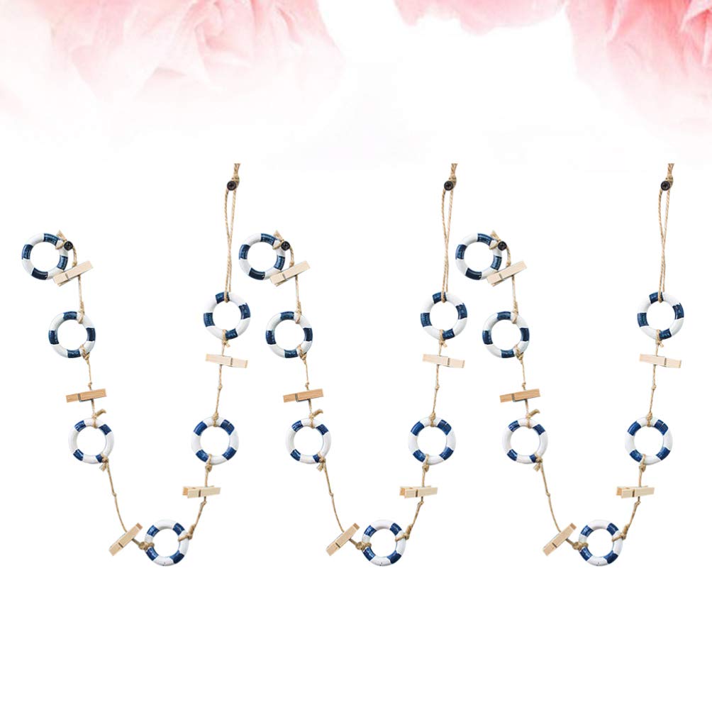Healifty Wooden Photo Clips - 3 Strings Hanging Decor for Wall Display