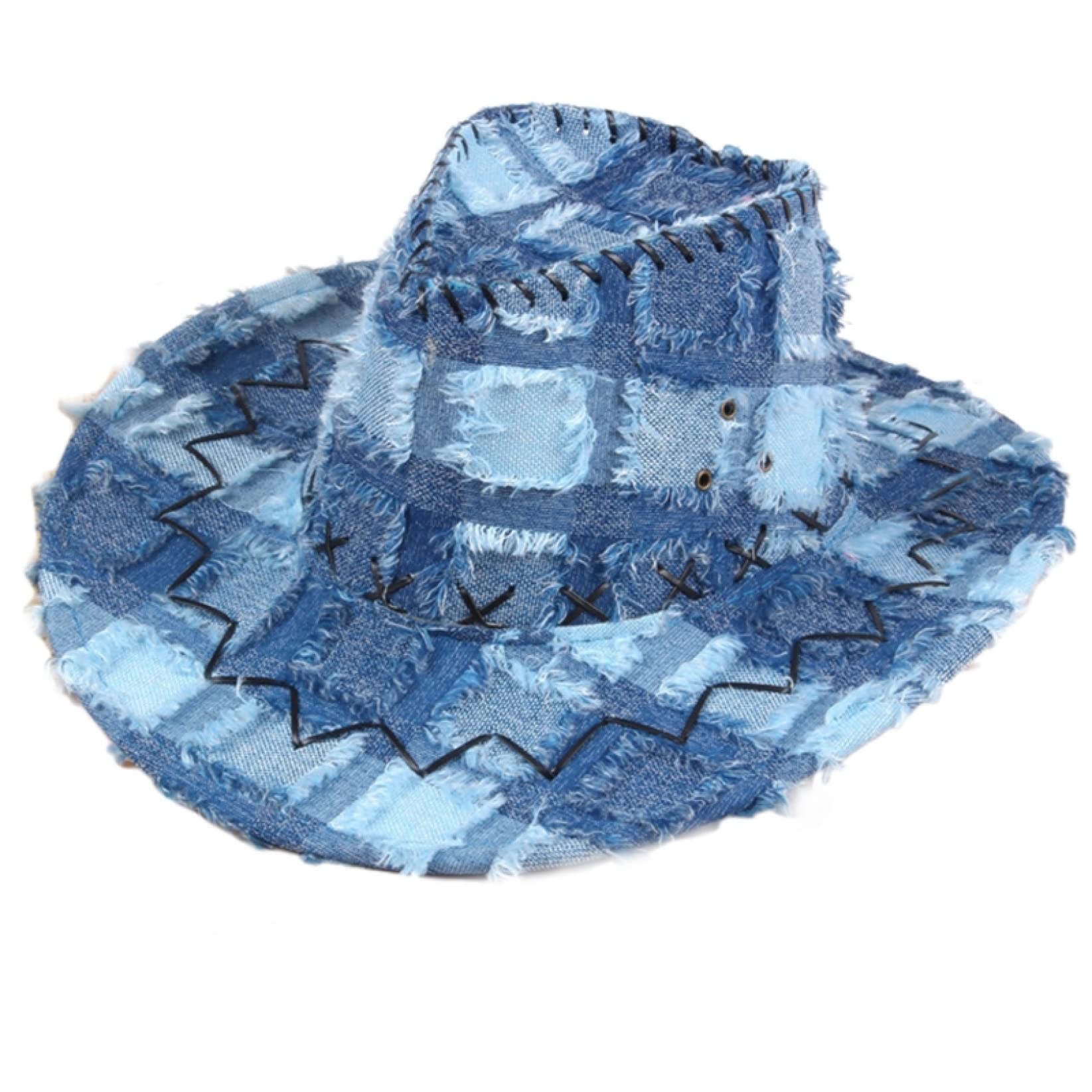 Trendy Personalized Torn Western Cowboy Hat - Wide Brim Sun Visor for Men & Women | Perfect for Rodeo, Music Festivals & Outdoor Adventures