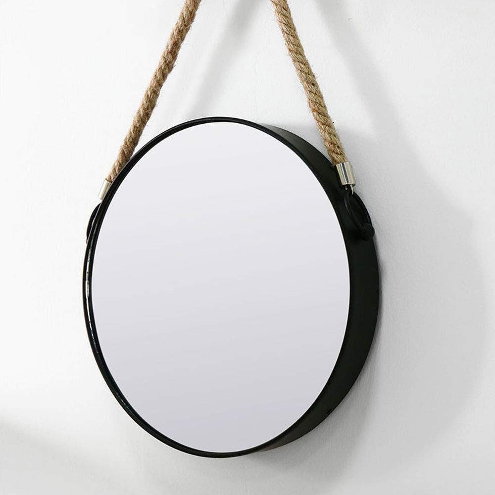 WHEEJE European-Style Wrought Iron Bathroom Mirror - Round Wall-Mounted Vanity Mirror for Bathroom & Living Room | Rustic Home Decor, Full-Length Body Mirror, Dressing & Makeup Station