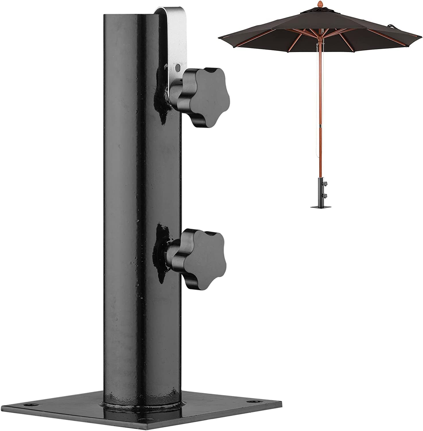 Heavy Duty Steel Outdoor Umbrella Base - Universal Umbrella Holder Stand for Patio, Deck, Balcony, Picnic Tables & Docks | Weather-Resistant Lune Umbrella Mount for Outdoor Use in Gardens, Poolside & Backyard Relaxation
