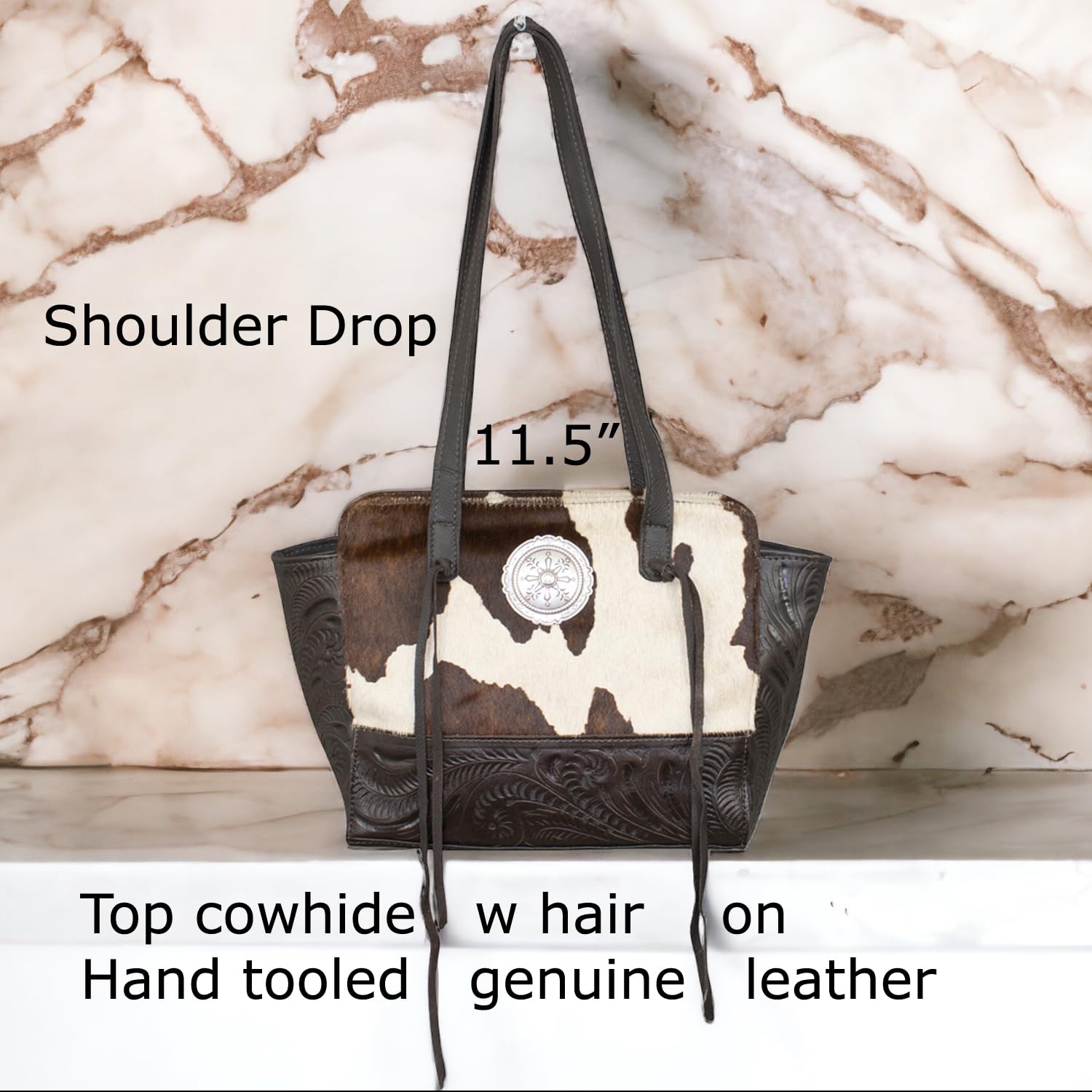 American West Leather Concealed Carry Tote for Women - Premium Hair-On Cowhide Handbag with Shoulder Strap | Perfect for Everyday Use, Travel & Concealed Carry