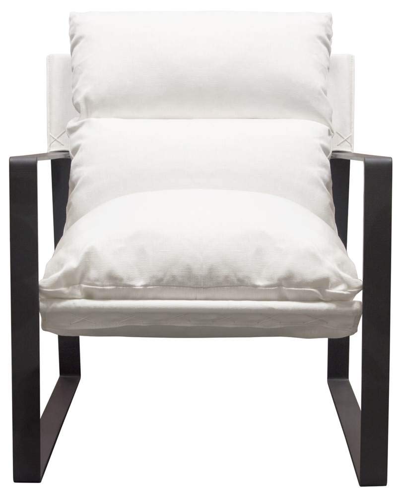 Diamond Sofa Miller Sling Accent Chair - White Linen Upholstered Modern Lounge Chair for Living Room, Bedroom & Office | Comfortable Seating for Home Decor