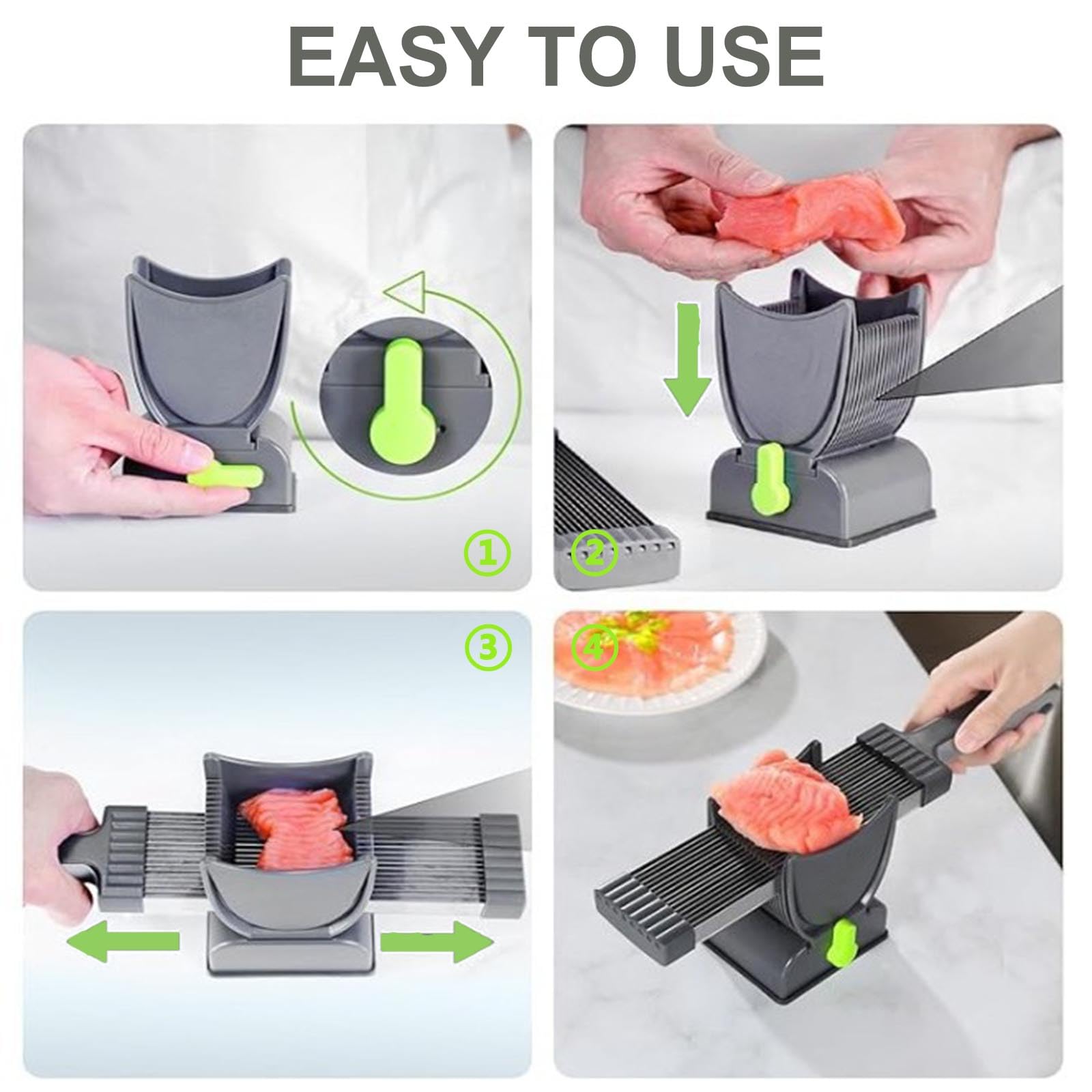 Premium Manual Meat Cleaver & Slicer - Adjustable 2-4mm Blade for Fresh Meat, Potatoes & Vegetables | Dishwasher Safe Home Kitchen Tool | Perfect for Meal Prep, BBQ & Home Cooking (1 Set)