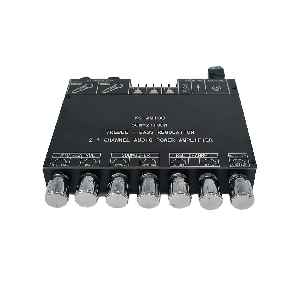 2.1 Channel Digital Audio Amplifier Board Module with Subwoofer - Bluetooth 5.1, AUX Input, USB Playback & APP Control for Home Theater, Car Audio, and DIY Speaker Projects