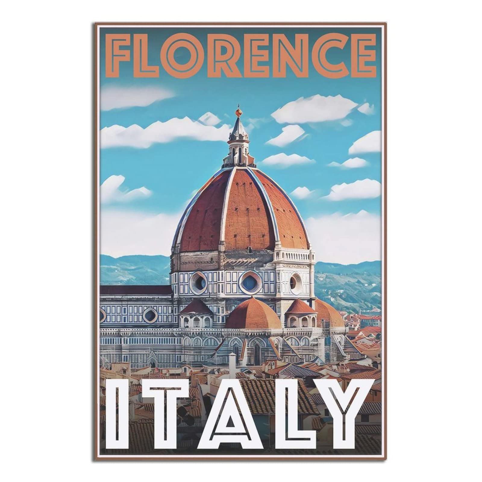 Vintage Florence Italy Travel Poster - Canvas Wall Art Print for Home & Office Decor - Perfect Gift for Travel Lovers & Bedroom Decoration