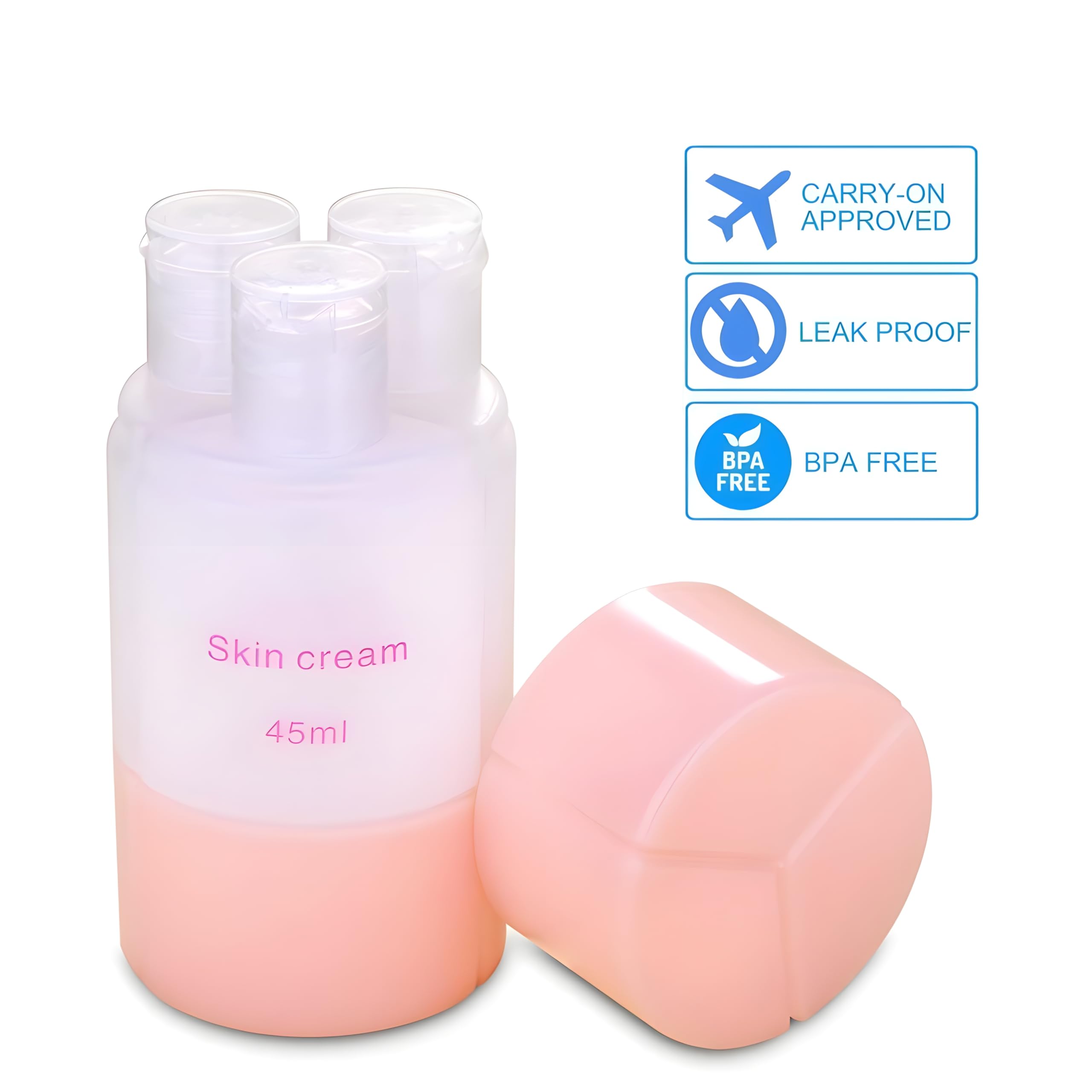 JIALTO 60ml Refillable Travel Bottle Set - 3 in 1 Leakproof Shampoo, Lotion & Cream Containers | TSA Approved Toiletries Organizer for Women & Men | Perfect for Air Travel, Gym & Vacation (Pink, 60ml)
