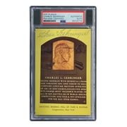 Charlie Gehringer Autographed 4x6 Detroit Tigers Hall of Fame Plaque Card with PSA/DNA Certification #85025744 - Perfect for Baseball Memorabilia Collectors and Tigers Fans Display