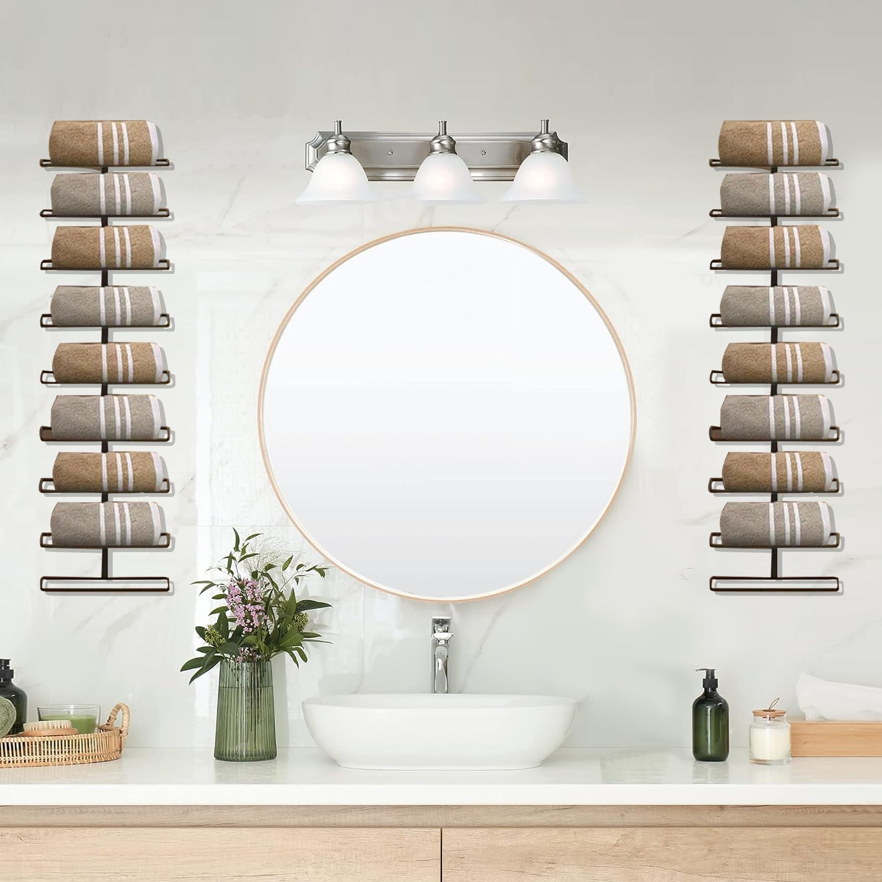 C&AHOME 18 Bottle Wall Mounted Wine Rack - Adjustable & Separable Metal Hanging Wine Holder for Kitchen, Pantry, Bar - Space Saving Wine Storage Solution for Home & Restaurants