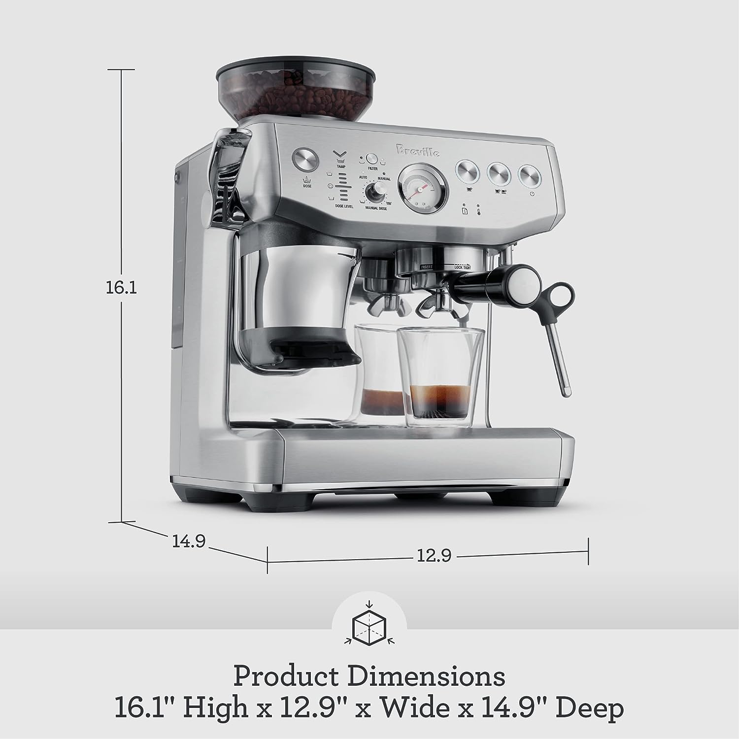 Breville Barista Express Impress Espresso Machine with Built-in Grinder - Brushed Stainless Steel - Perfect for Home Baristas & Coffee Lovers