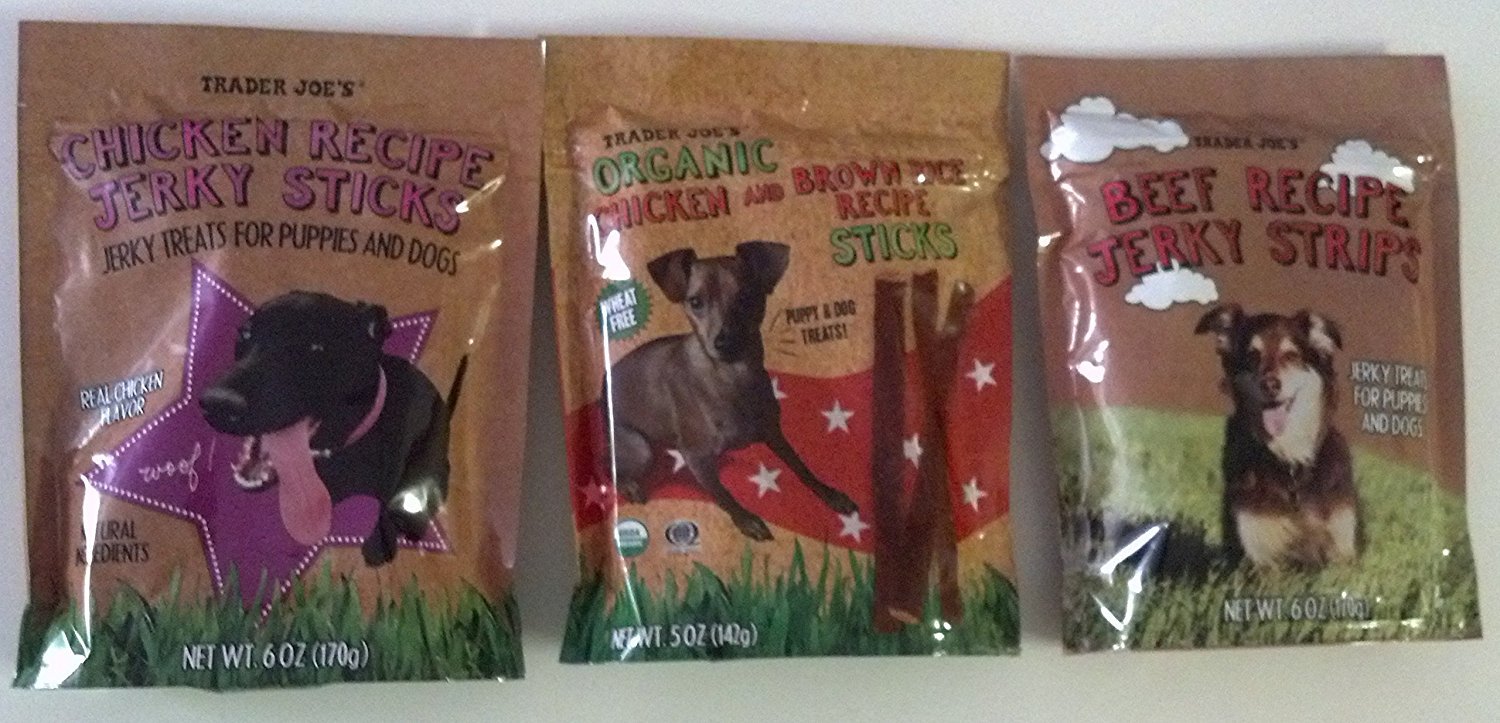 Premium Trader Joe's Dog Treats Variety Pack - 3 Healthy Snacks (Chicken Jerky, Chicken & Brown Rice Sticks, Beef Jerky) for Small & Large Dogs - Perfect for Training, Rewards & Travel