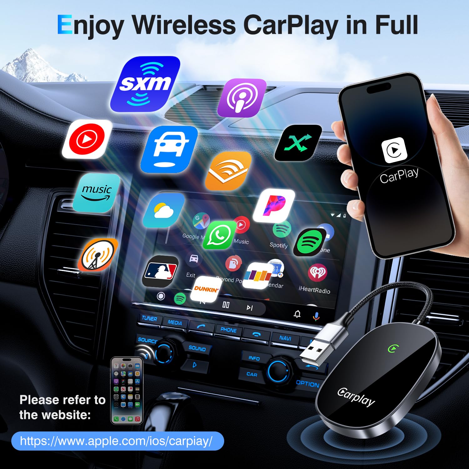 2025 Upgraded Wireless CarPlay Adapter - Convert Factory Wired to Wireless CarPlay, Plug & Play iPhone CarPlay Dongle, Multi-User Seamless Connection for BMW, Mercedes, Audi | Perfect for Commuting, Road Trips & Hands-Free Driving