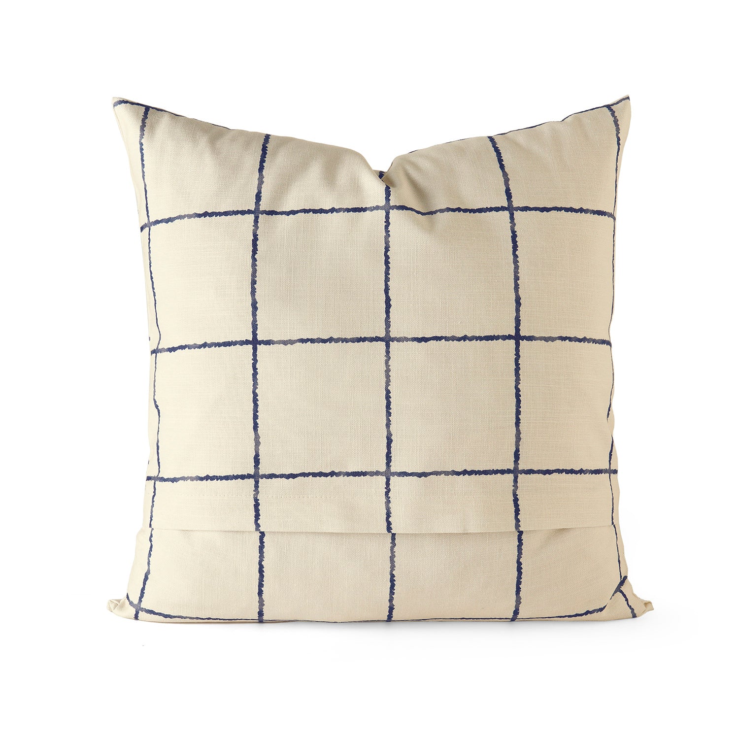 Blue Plaid Textured Printed Cotton Cushion Covers Set of 2 - Soft Decorative Throw Pillow Covers for Sofa, Bed, Living Room & Home Decor