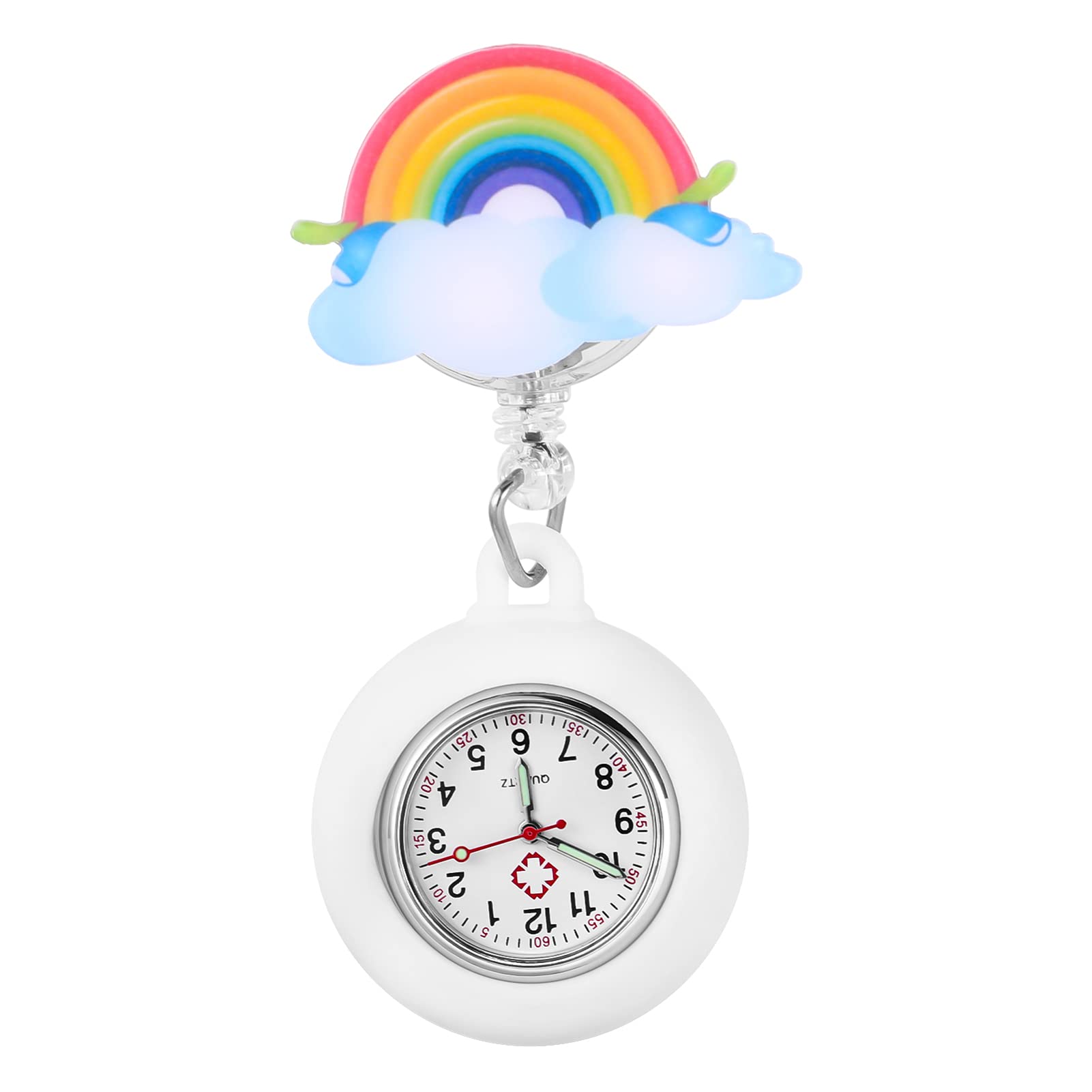 Hemobllo Clip-on Retractable Watch with Night Glowing Pointer - Quartz Fob Watch for Nurses & Doctors - Perfect for Medical Professionals, Healthcare Workers & Hospital Use