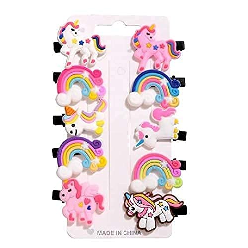 FAMEZA 20-Pack Unicorn Hair Clips for Girls - Rainbow Cute Hair Accessories Barrettes for Toddlers, Teens & Kids - Perfect for School, Parties & Daily Styling