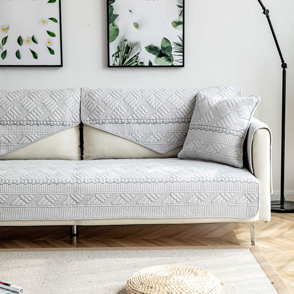 Reversible Quilted Cotton Sofa Cover - Soft All-Season Furniture Protector for L-Shaped & Corner Couches (43x43 inches/110x110cm) - Perfect for Living Room, Home Decor & Pet Protection