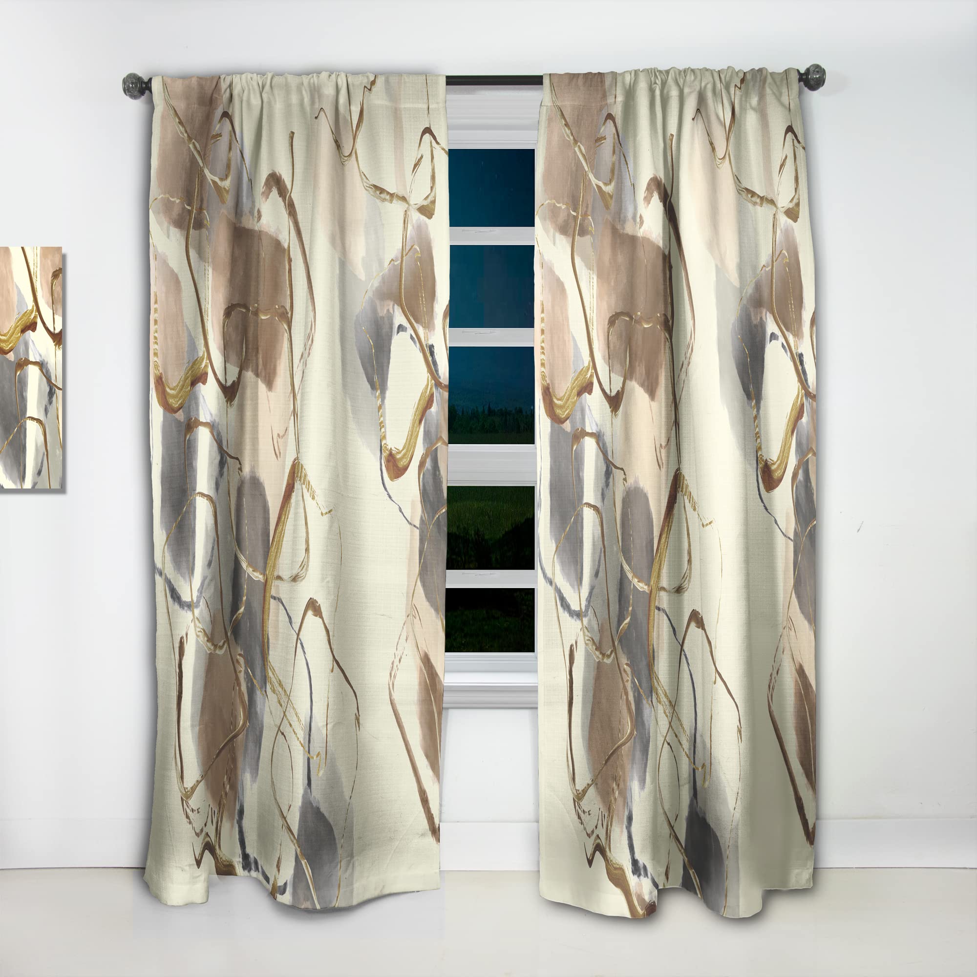 DesignQ Gold Glam Squares V Thermal Insulated Curtain Panel - 52x90 Inches for Bedroom & Living Room - Blackout Drapes for Home Decor, Energy Saving & Privacy Protection