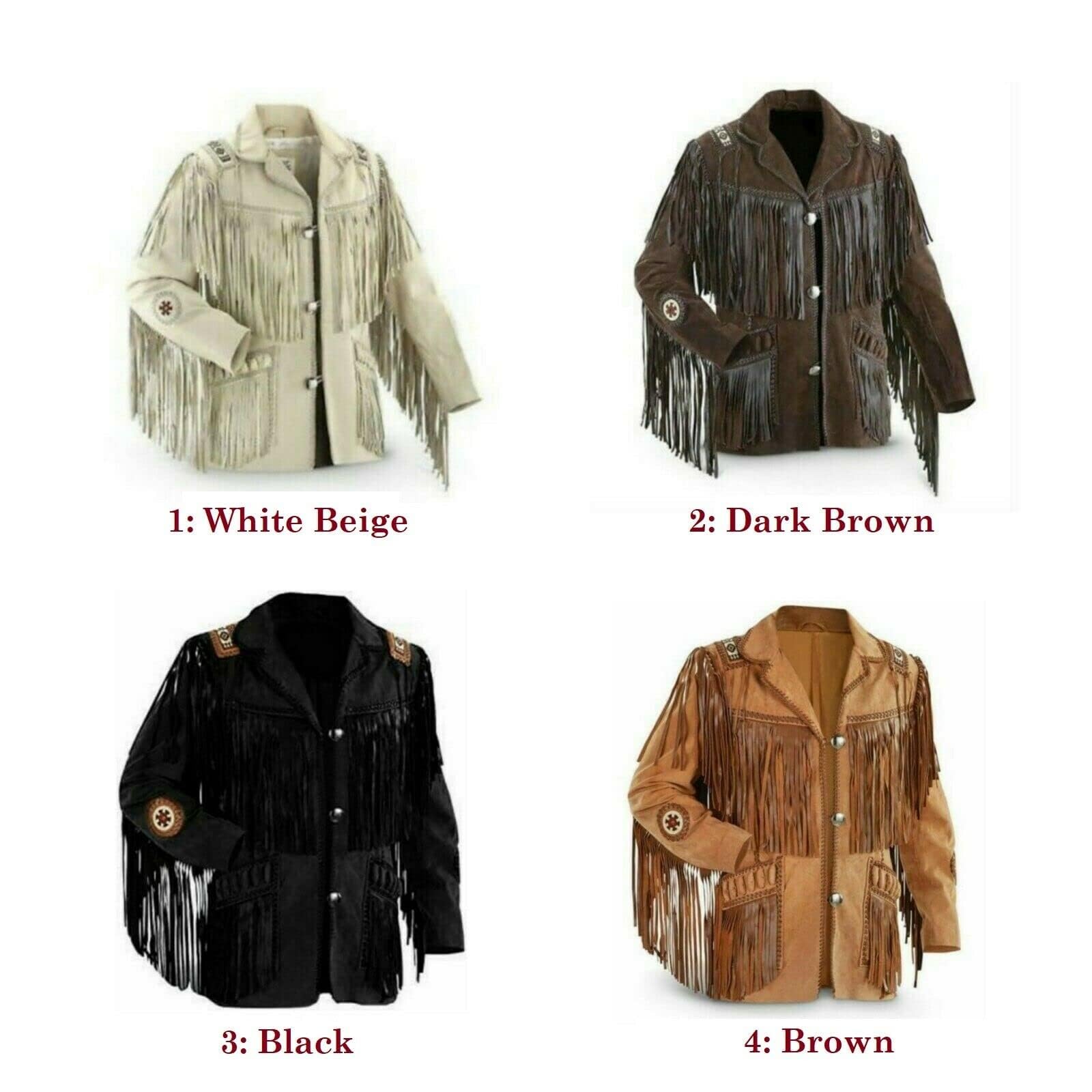 Men's Western Cowboy Jacket with Fringed Beads - Native American Style Suede Leather Coat for Rodeo, Halloween & Western Fashion