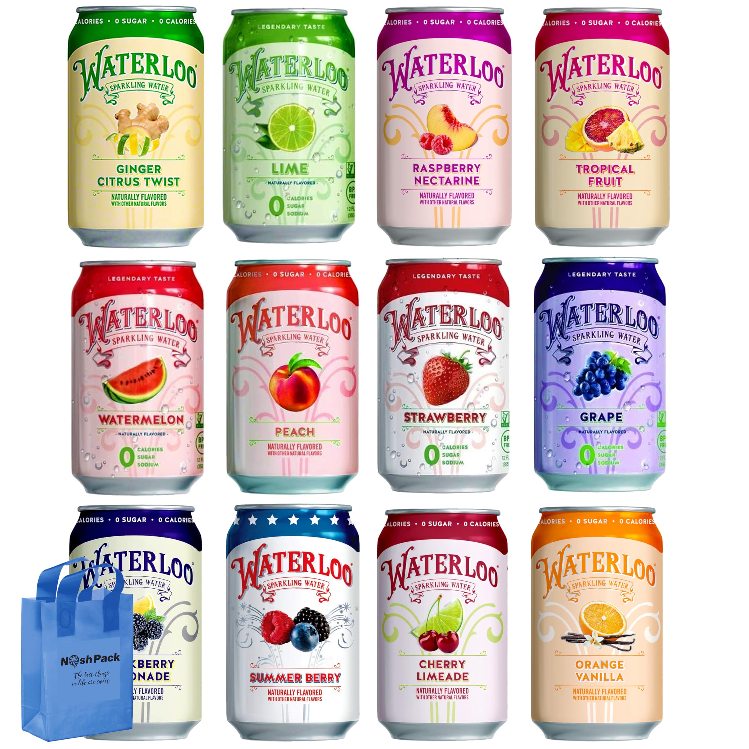 Waterloo Sparkling Water Variety Pack - 12 Sugar-Free Flavored Sparkling Water Cans (12 Fl Oz) | Perfect for Hydration, Parties & Healthy Refreshment