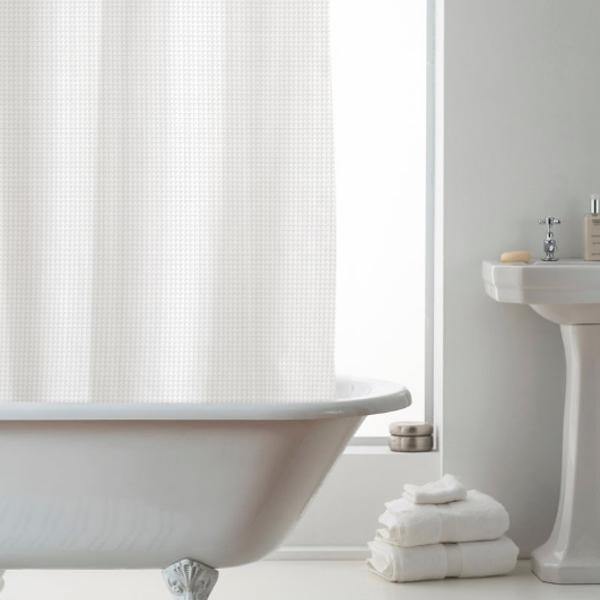 Premium White Waffle Weave Shower Curtain - Waterproof & Mold Resistant Bathroom Decor for Modern & Farmhouse Style Homes