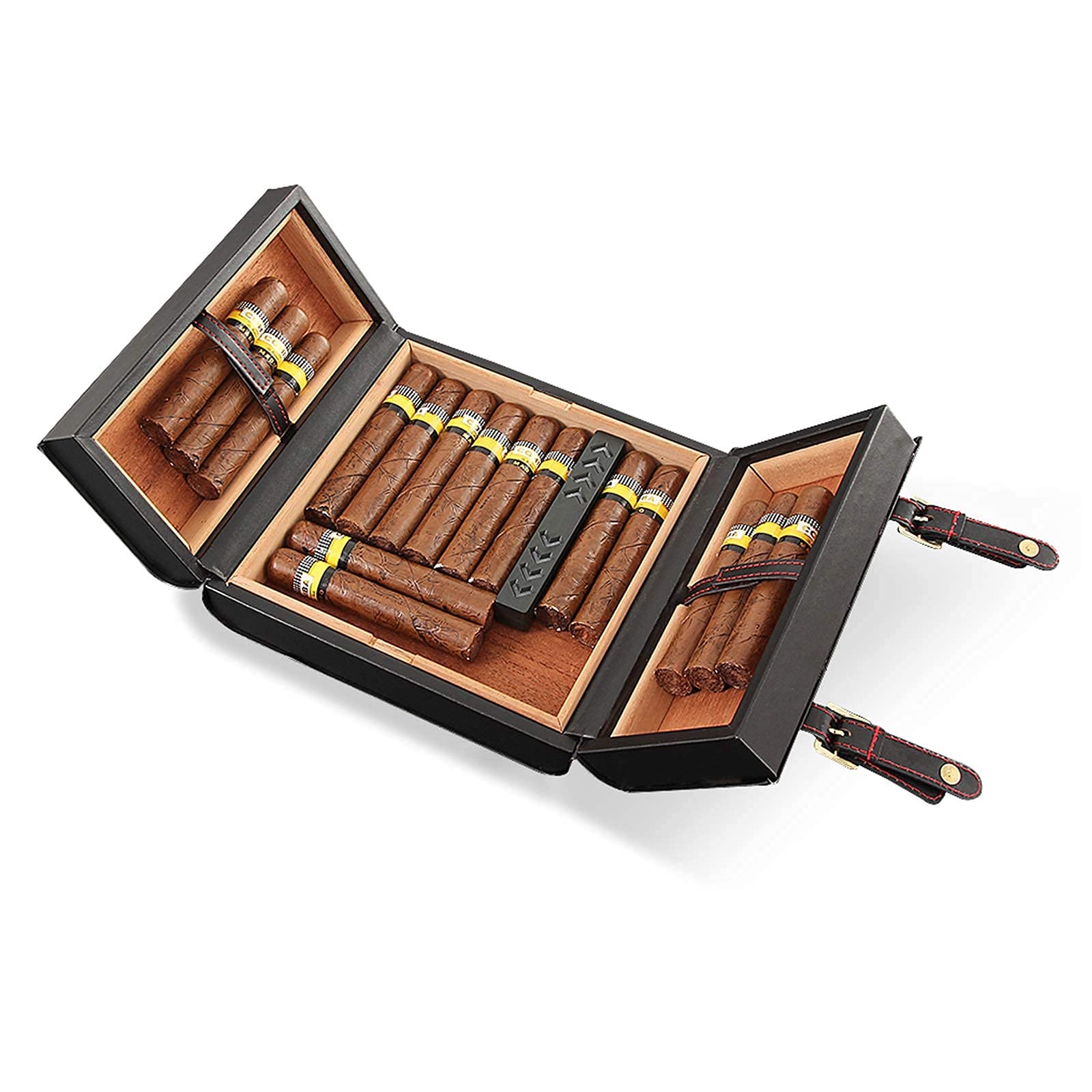 Premium FMOGG Leather Cigar Humidor Box - Portable Briefcase Style for 10-15 Cigars | Travel & Home Storage Solution for Cigar Aficionados