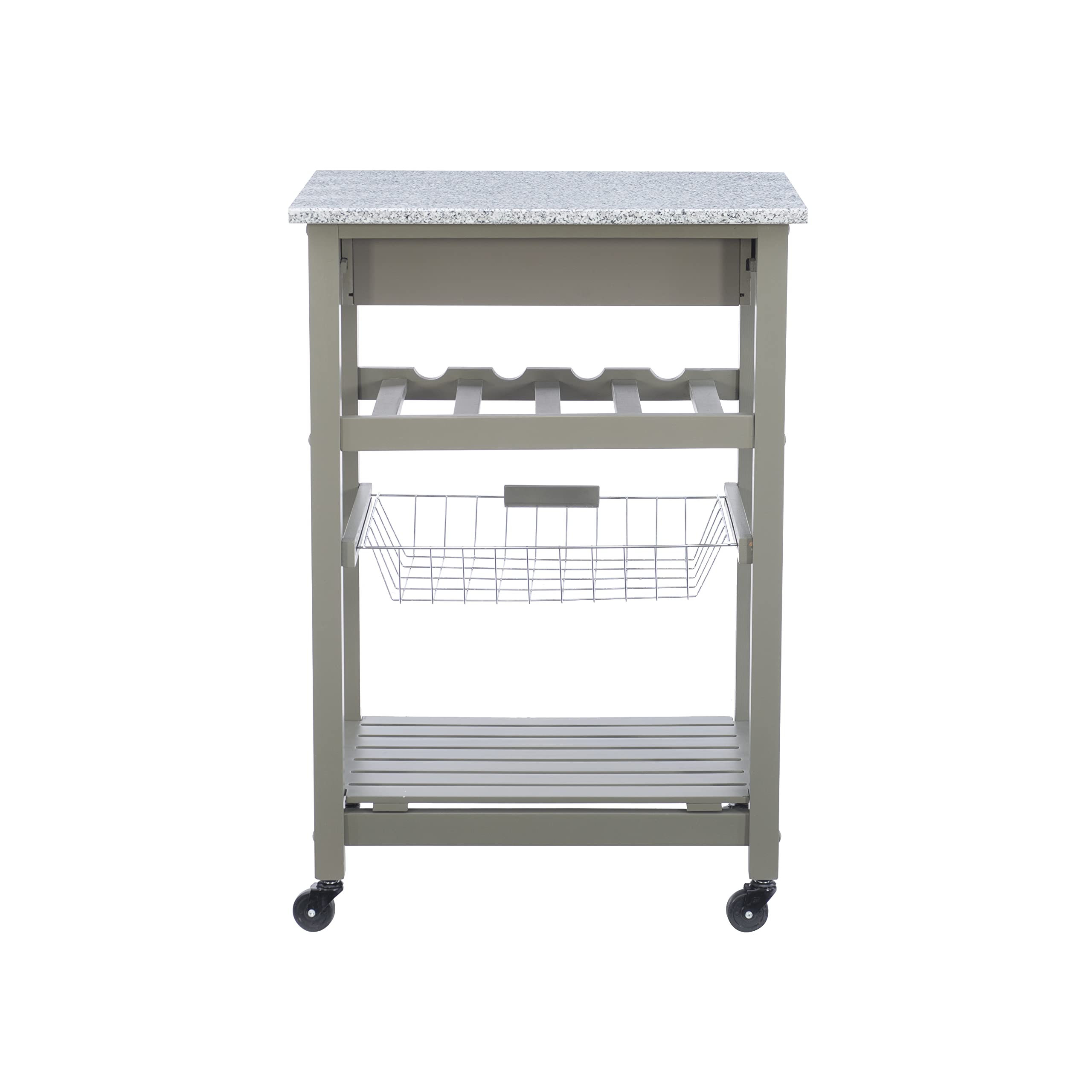 Linon Kitchen Island Cart with Storage, Gray - Rolling Kitchen Island for Small Spaces, Extra Countertop & Cabinet Space for Cooking, Baking & Meal Prep