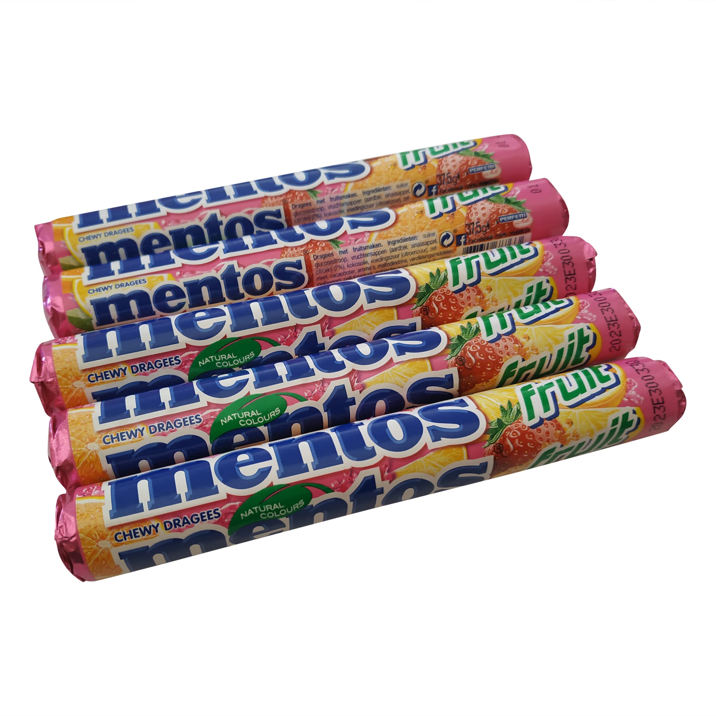 Mentos Fruit Rolls Candy - Pack of 40 (10 Oz/1500g) | Assorted Fruit Flavored Mints | Perfect for Office Snacks, Party Favors & Travel Treats