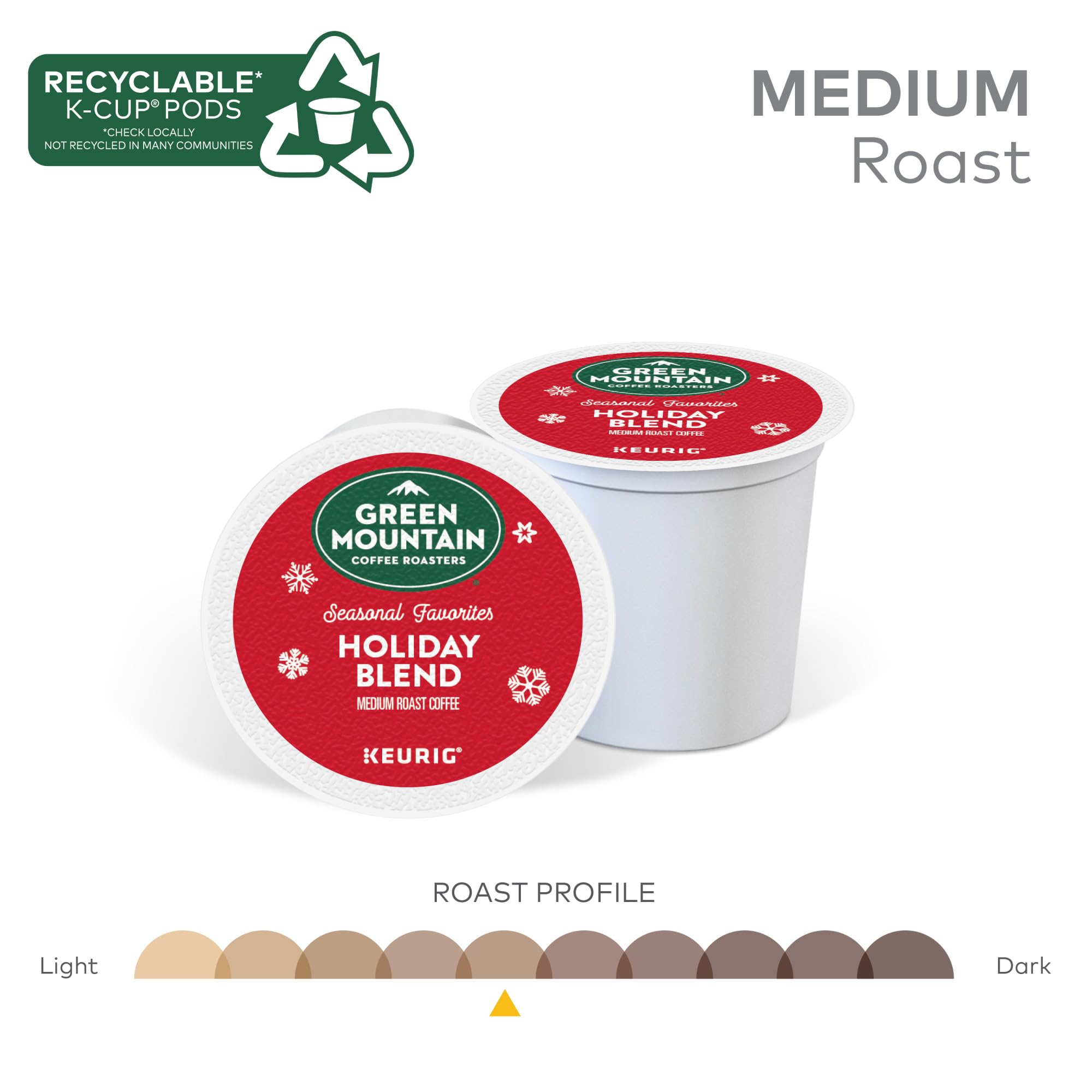 Green Mountain Coffee Roasters Holiday Blend K-Cups - 10 Count Single Serve Coffee Pods for Keurig Brewers - Perfect for Christmas Morning & Winter Gatherings