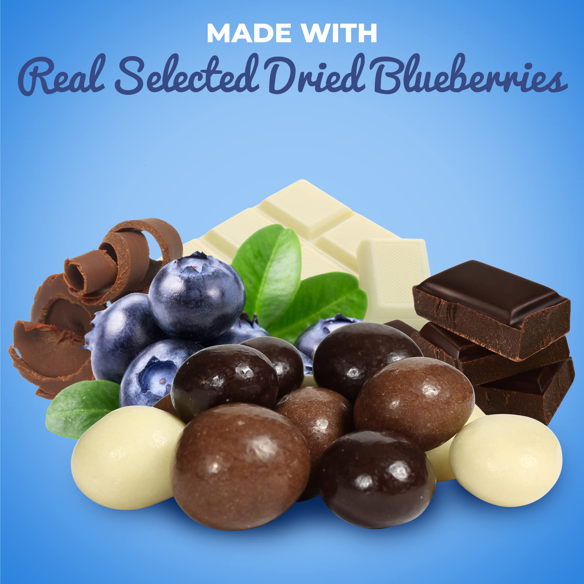 Premium Gourmet Chocolate Covered Blueberries Mix (Dark, Milk & White) – 10lb Bulk Bag | Kosher Dairy Certified | USA-Made Specialty Chocolate Snacks | Perfect for Gifts, Parties & Healthy Desserts
